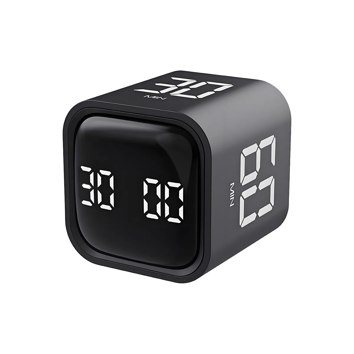 QUMOX Temporizador Cubo 5 10 30 60 Minutos, Temporizador Digital Recargable con Sensor de Gravedad, Modo Manual, Vibración y 2 Niveles de Volumen, Temporizador (Negro)