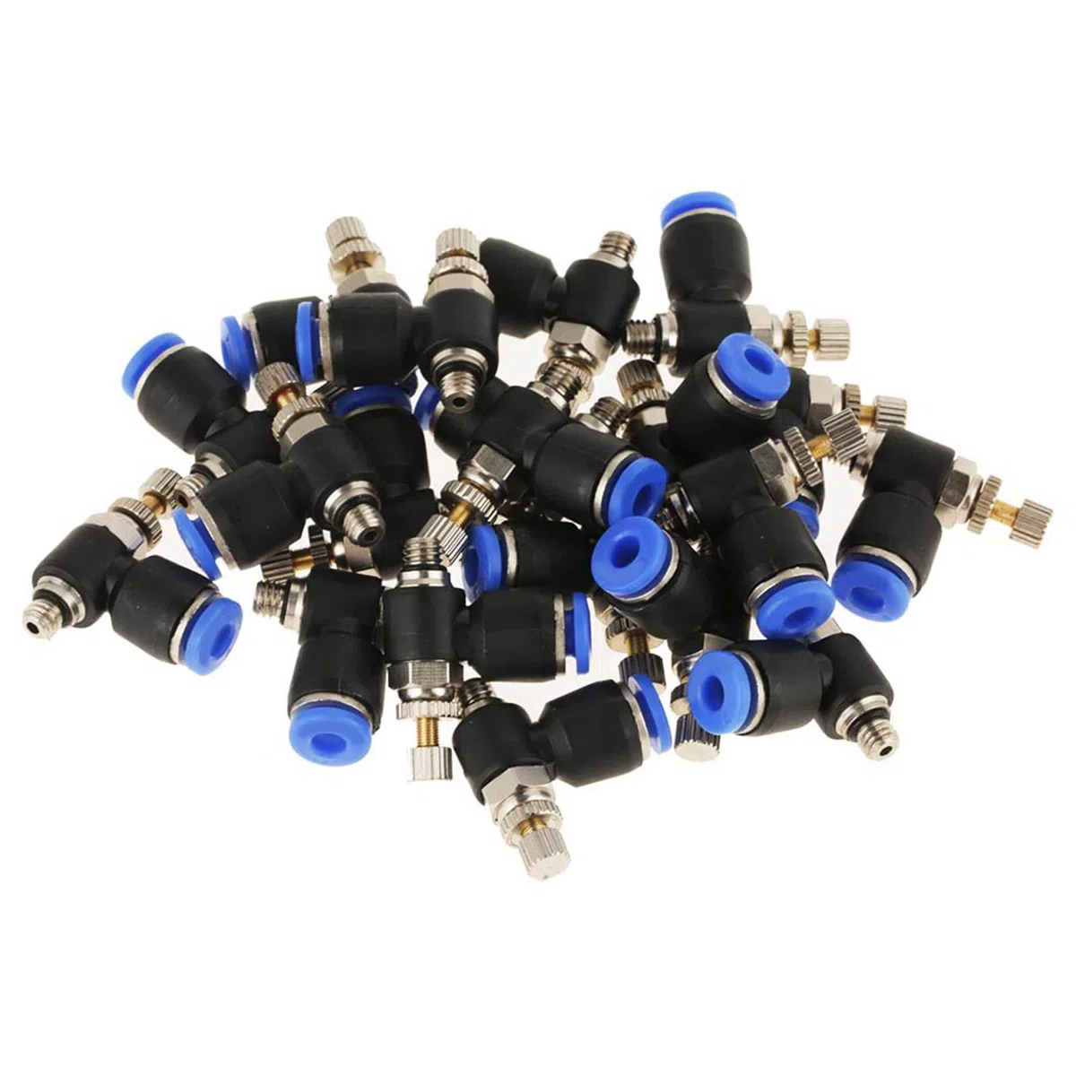 20 Piezas OD 4 Mm Tubo M5 Vlvula Neumtica de Control de Velocidad de Flujo de Aire Conector Rpido Plstico de Latn regulador caudal aire m5 Fcil Instalacin, Outils multifonctions