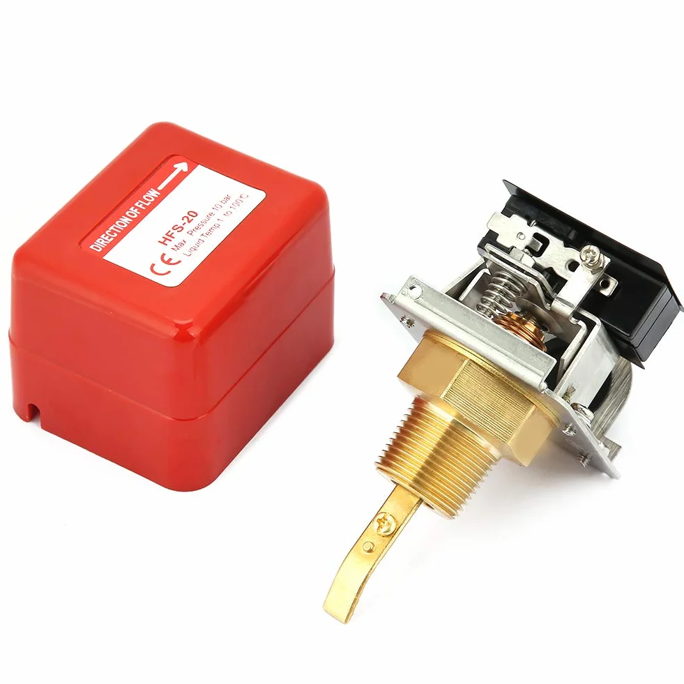FTVOGUE Interruptor de Flujo de Agua con Contactos HFS-20 SPDT, Cuerpo de Acero Inoxidable 304, Control de Paleta Confiable para Monitoreo de Flujo de Líquido