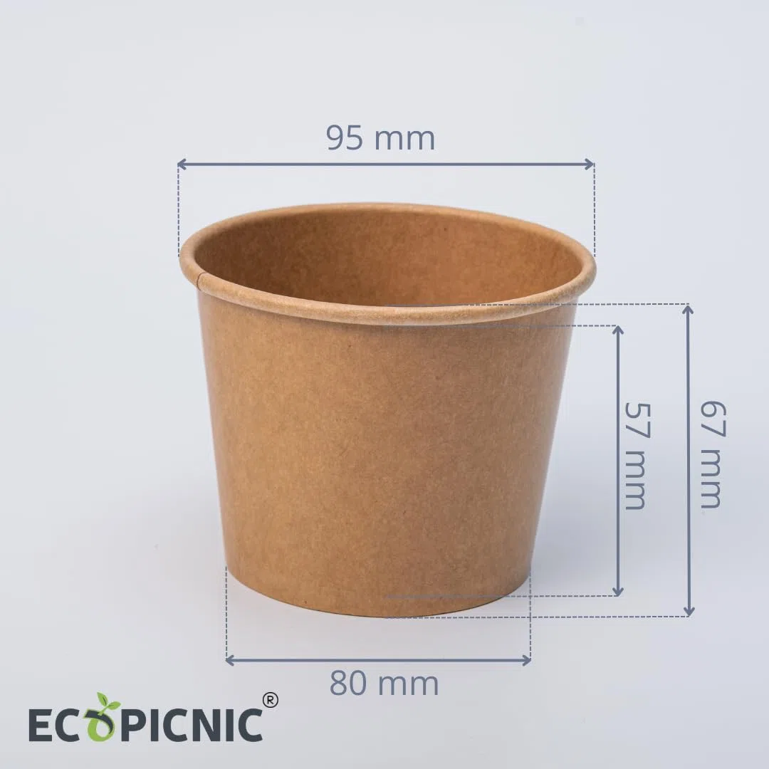 Tarrinas de Sopa de Papel Kraft 50 unidades 350 ml | Cuencos desechables de cartón kraft para sopa, comida para llevar, helado y alimentos, ideales para catering y comidas para llevar