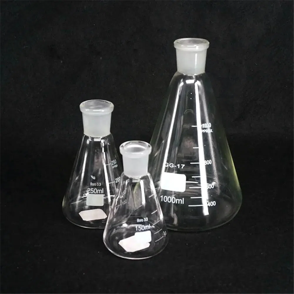 Cristalería de Laboratorio Matraz Erlenmeyer de vidrio de borosilicato de laboratorio conjunto graduado de 50 ml, 100 ml, 150 ml, 250 ml, 14/23, 19/26, 24/29 y 29/32(250ml Joint 19-26)