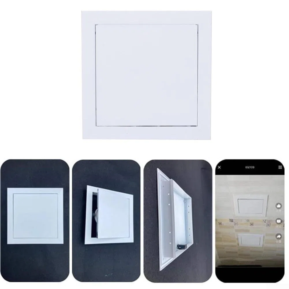 Elegante combinación de acero galvanizado blanco y aluminio en una puerta de inspección eficiente (250 x 250 mm)