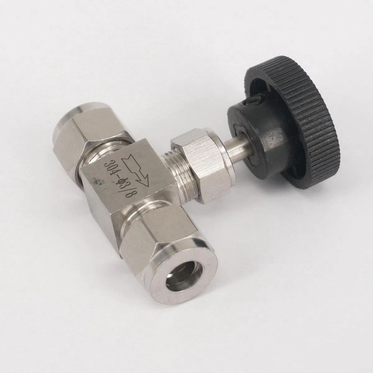 Needle Valve 3/8 Inch OD Tube 304 Stainless Steel Shut Off Flow Control Needle Valve Compression Fitting 6.4 Mpa