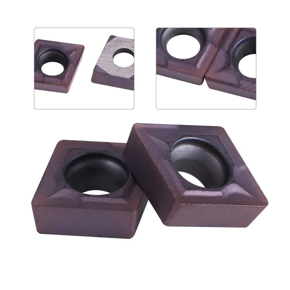 10 Pcs Insertos de Torneado de Torno CNC, Cortador de Insertos de Fresado Insertos de Carburo Herramientas Torno Metal con Caja de Plástico CCMT060204 VP15TF