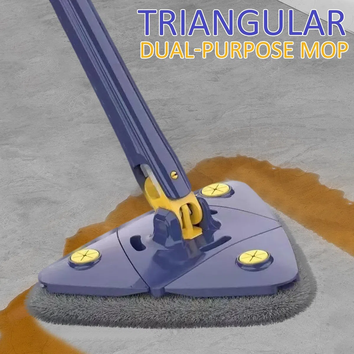 Fregona de Lavado de Pared - Mango Largo, Forma Triangular, Herramienta de Limpieza en y húmedo rotativo para Superficies duras, Espejos, Esquinas y Grietas, Limpieza Profunda y