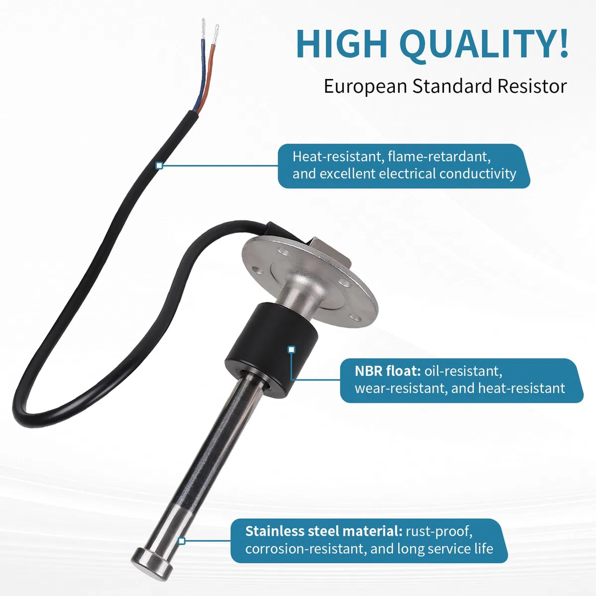 CPROSP Sensor de Nivel de Combustible 200mm, 0-190 ohmios Sensores de Nivel de Agua de Combustible, para Coche, Barco, Caravana, yates