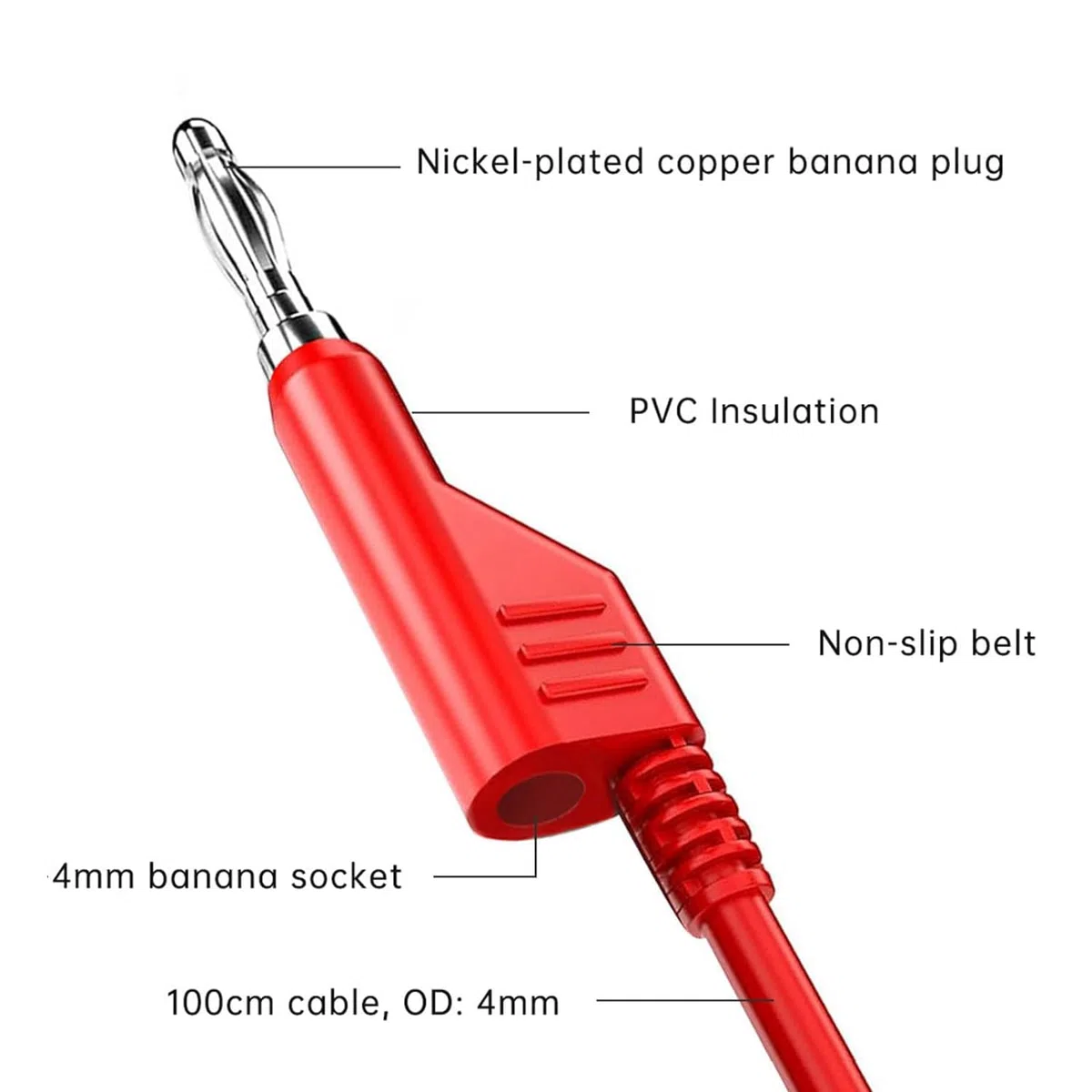 5 unidades apilables de banana a conector banana cable de prueba eléctrico suave cable de prueba de 6,56 ft/2 m para multímetro 1000 V 15 A