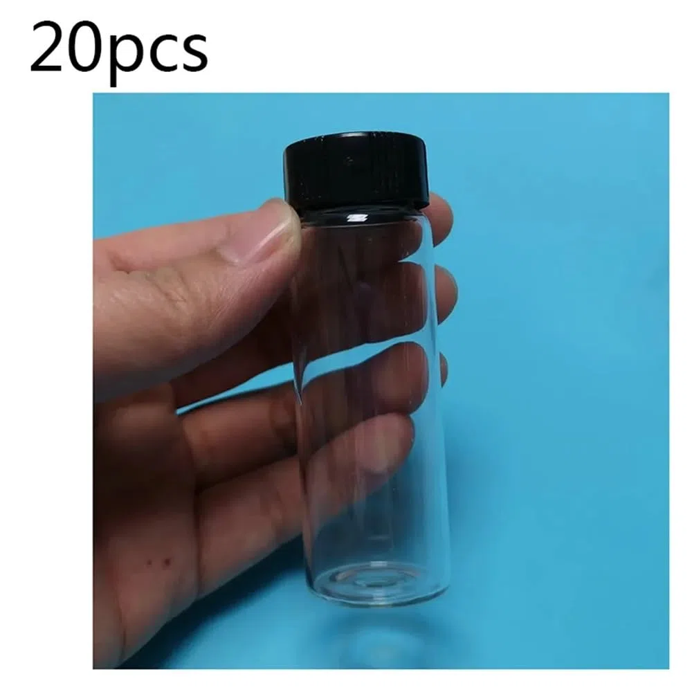 Lote de 20 botellas de reactivo de vidrio transparente con sello transparente de 2 ml a 60 ml for muestra de laboratorio.(10ml 18x65mm)