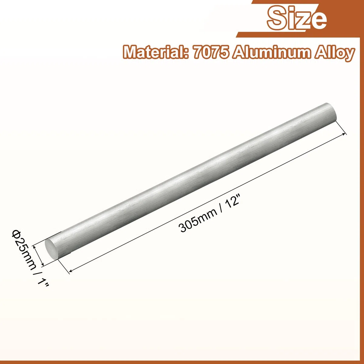 QUARKZMAN Varilla Redonda De Aluminio De 1"(25mm) De Diámetro 12"(305mm) De Longitud Varilla Redonda De Aluminio 7075 Sólida Barra De Torno Para Industria Construcción Manualidades DIY