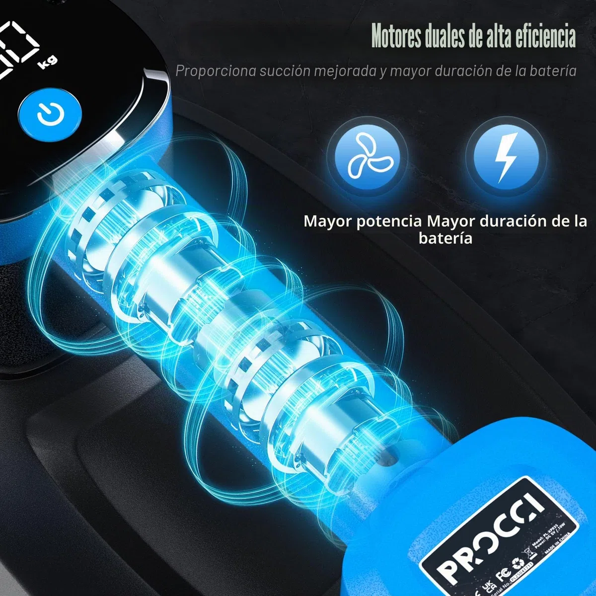 Ventosa Eléctrica para Azulejos, Vidrio, Mármol – 2 Motores Potentes, 300KG de Succión Fuerte, Pantalla LCD, Batería 4500mAh, 12h de Autonomía, 26cm, Ideal para Superficies Lisas y Rugosas