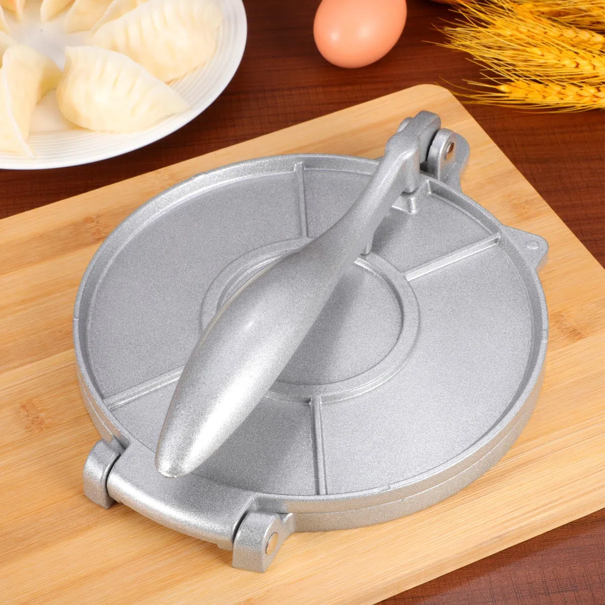 Prensa de tortillas de 30 cm, de metal, para tortillas y empanadas, incluye función ajustable para prensar uniformemente, adecuado para principiantes y