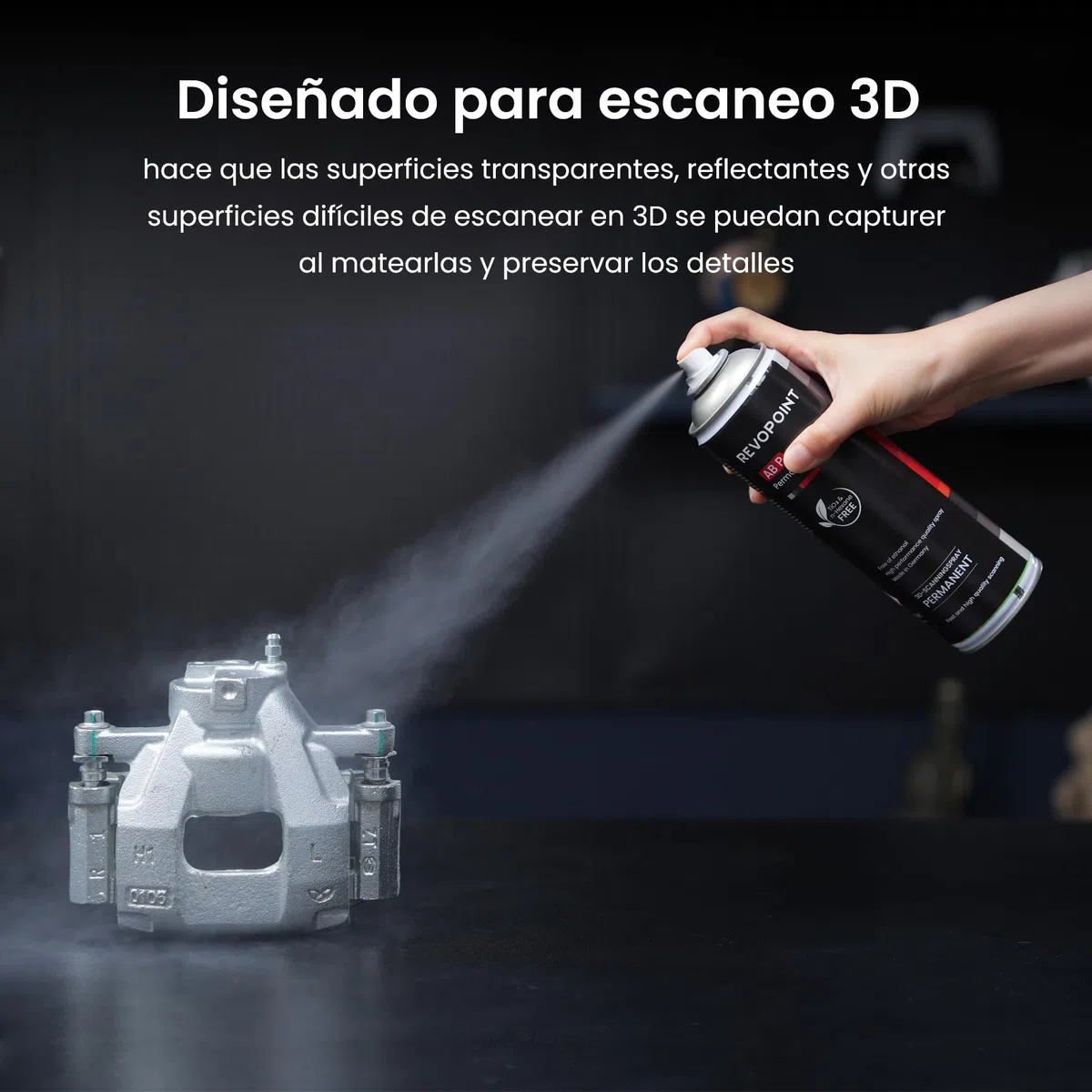 Spray para Escáner 3D, Semi-Permanente Hasta su Limpieza, para Superficies Reflectantes, Transparentes, Negras o Altamente Texturizadas, 500ml, AB-P
