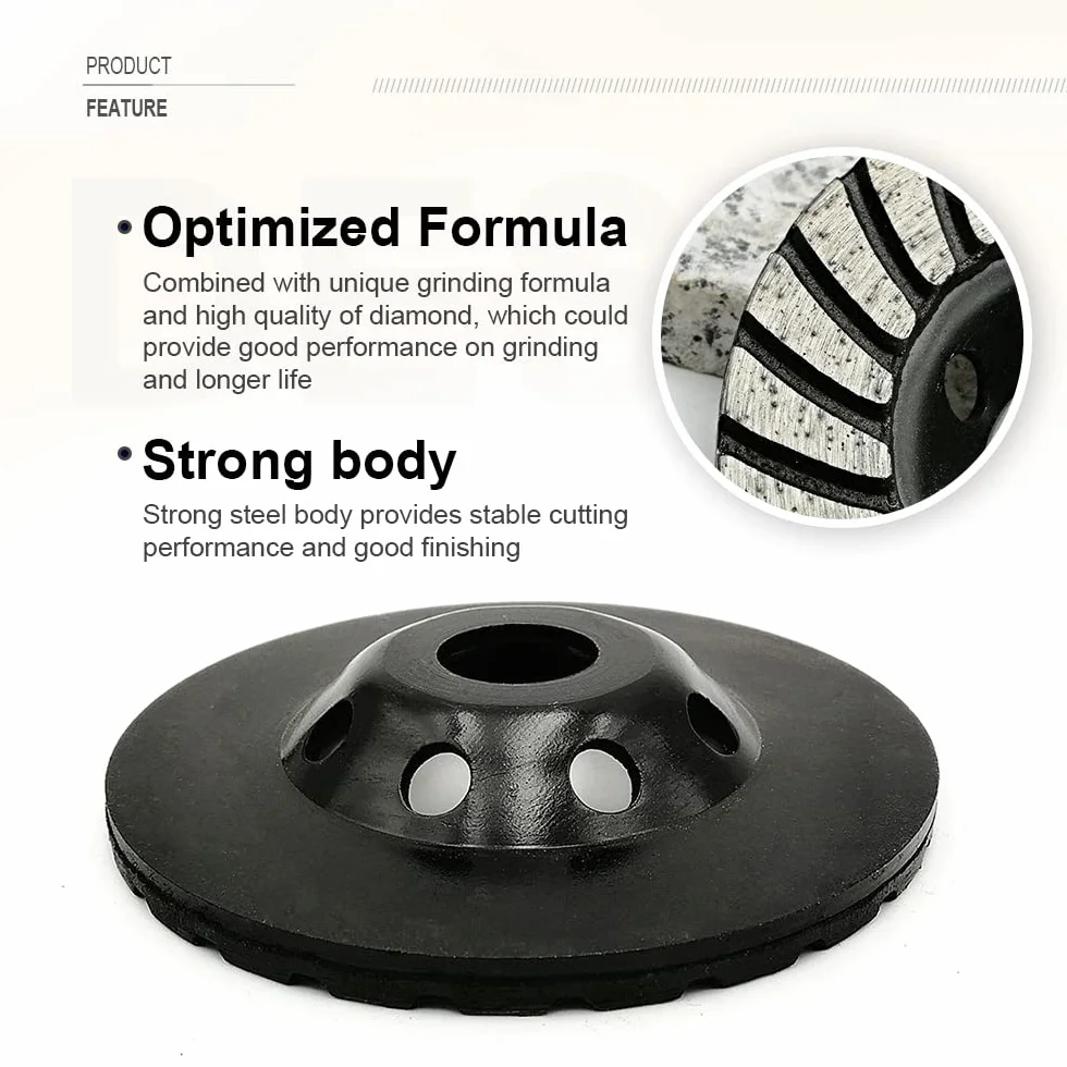 SHDIATOOL Muela de Copa Diamante 125mm Turbo Perfil para Hormigón Mármol Cerámica Piedra