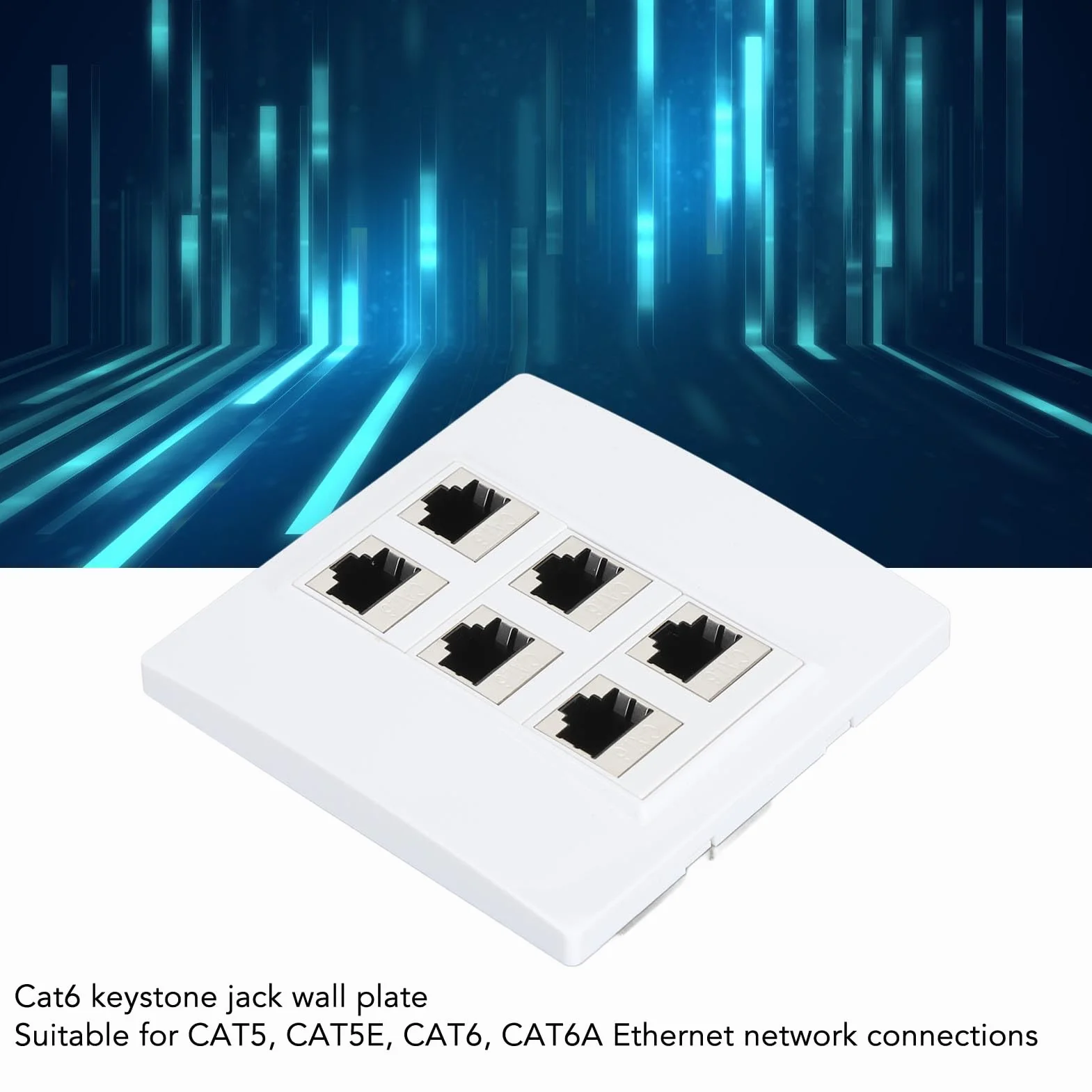 Placa de Pared Ethernet Cat 6 de 6 Puertos, Placa de Pared con Conector Keystone CAT6 de 86 X 86 Mm, Placa de Pared Ethernet Cat 6 de 6 Puertos, Hembra a Hembra Desmontable