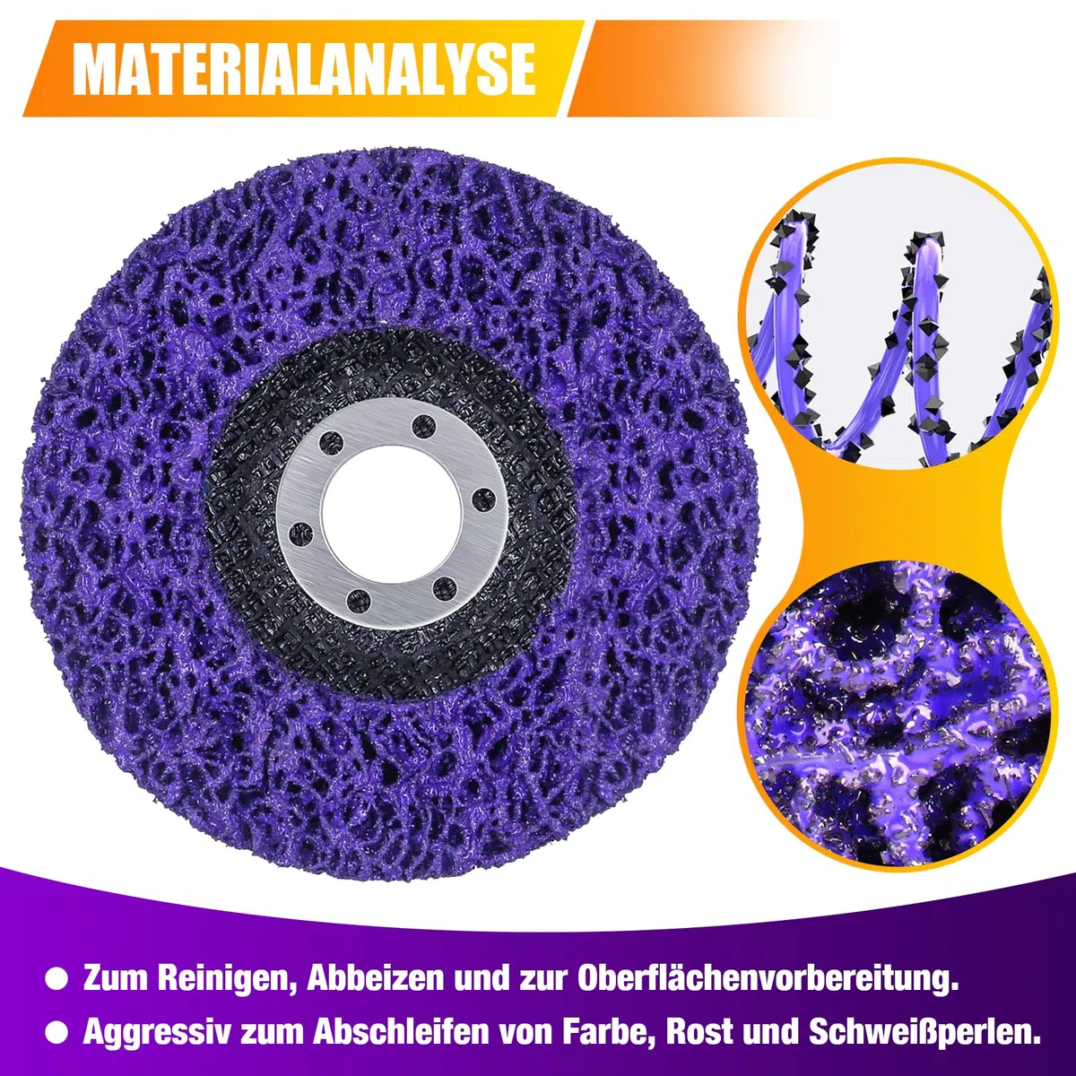 5 Piezas Discos de Limpieza, 125 mm Discos de Limpieza para Amoladora Angular, CSD disco para Amoladora Angular para Eliminación Oxido Pintura Descamación (Violet)