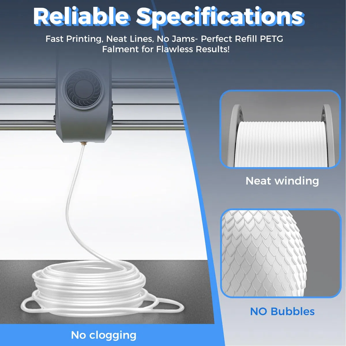 Creality PETG Filamento,Refill Filamento impresora 3D,1kg 1,75 mm (2,2 lb),for Bobina Reutilizable Bambu Lab,Precisión Dimensional ±0,03 mm PETG Blanco negro