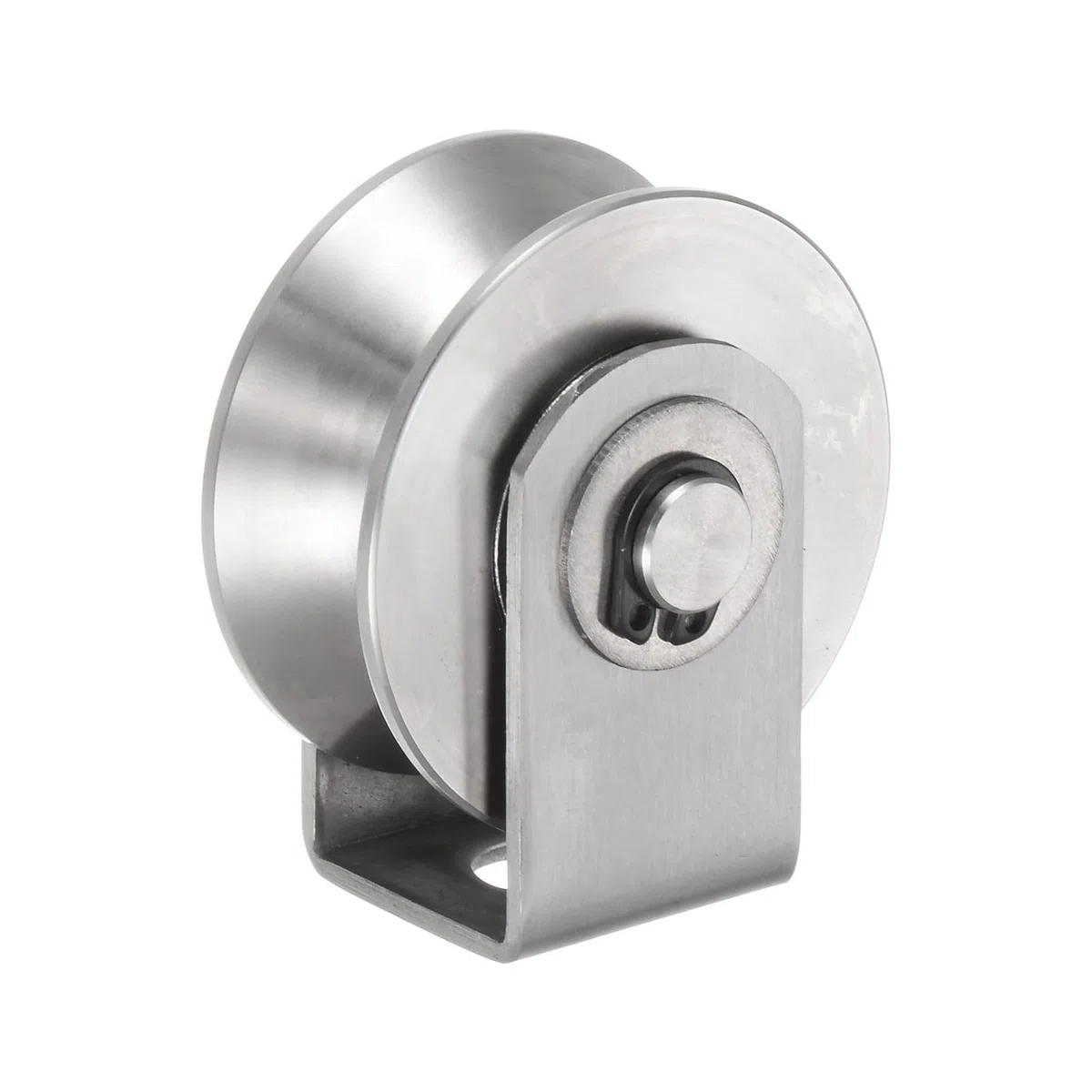 QUARKZMAN 2pcs Rueda de Pista con Ranura en V Rodillos de Acero Inoxidable 201 de 1.89" Doble Cojinete con Soporte para Pista Invertida Máquinas Industriales