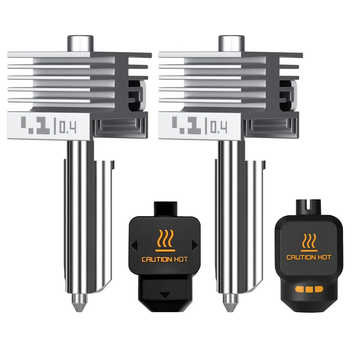 2PCS Upgraded P2S/X2D/H2 Series Alta Velocidad Quick Swap Hotend Boquilla Acero Endurecido de 0.4mm con Cubierta Silicona Compatible with Bambu Lab X2D/P2S/H2D/H2S/H2C Impresora 3D