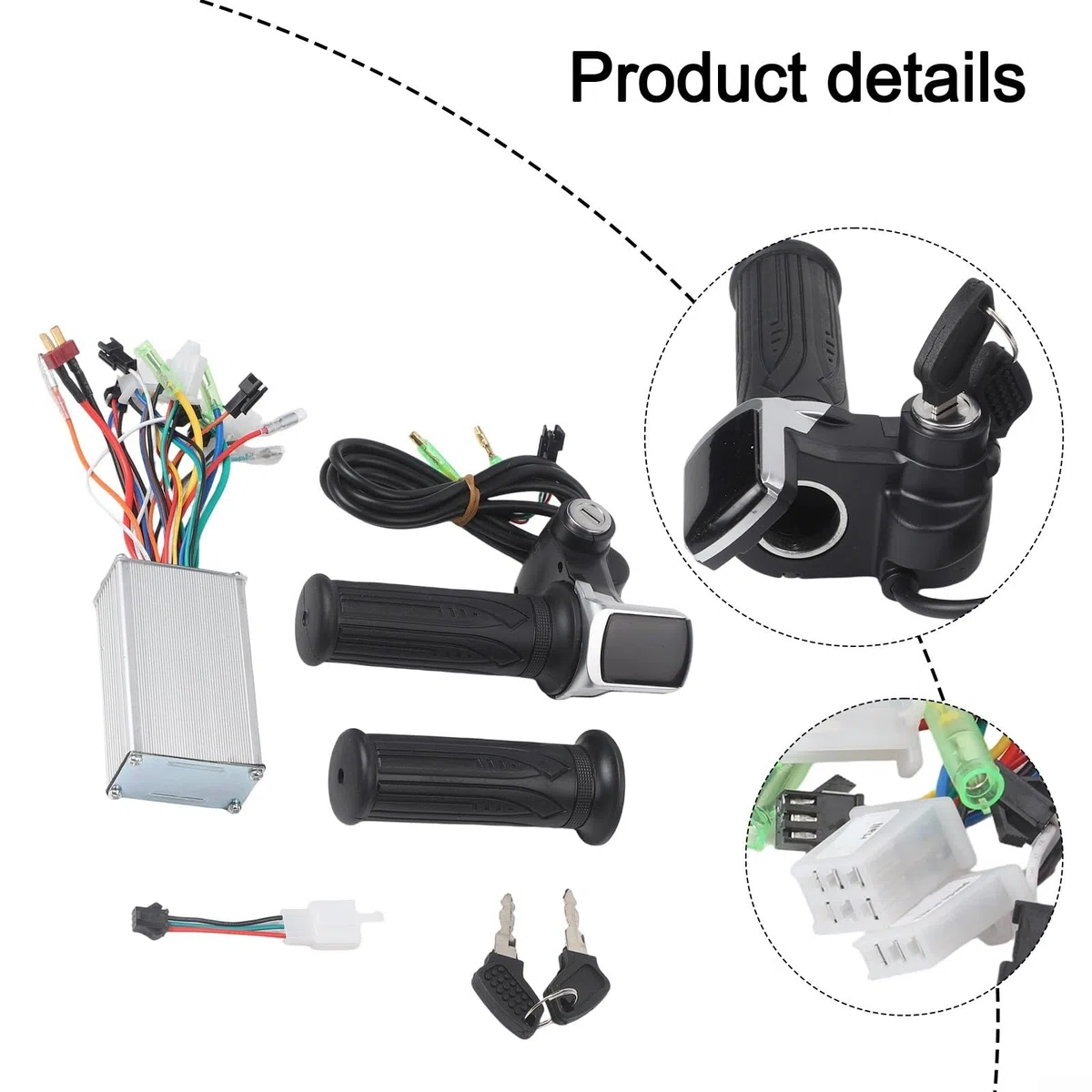 Juego de controlador de bicicleta eléctrica, controlador de motor sin escobillas, pantalla LCD, kit de manillar del acelerador, para bicicleta eléctrica de 24 V, 36 V, 48 V, 250 W, carcasa de