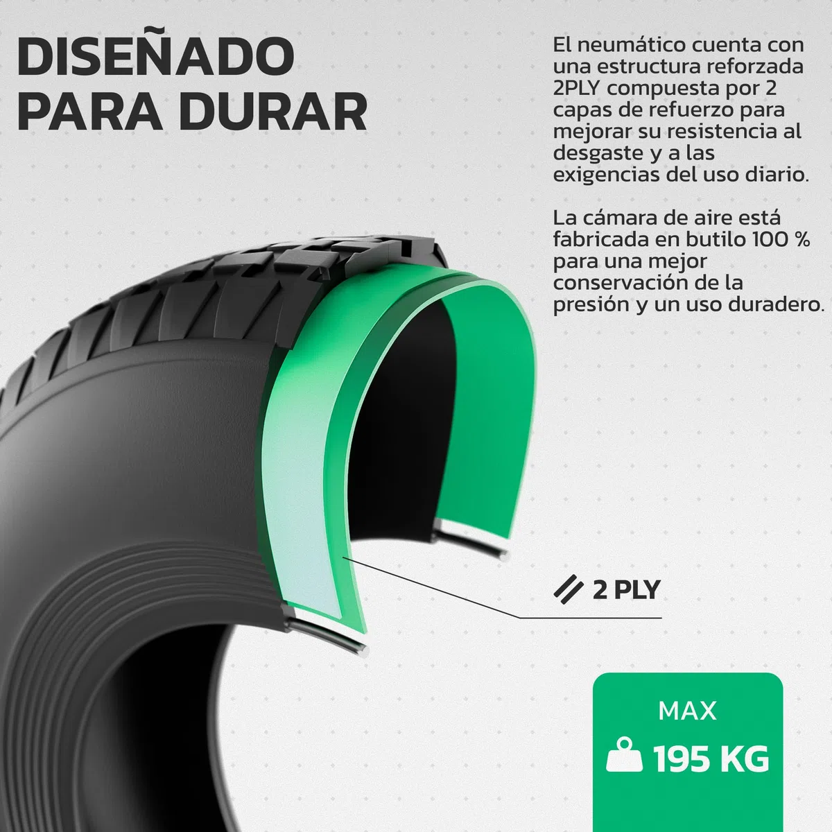 MOOVMOOV Neumático 4.80/4.00-8 con Camara de Aire Válvula Recta TR13 - Neumático Reforzado para Carretilla 400x100 - Instalación Fácil y Rápida - Compatible con Rueda 4.80 4.00-8 - Non Highway Speed