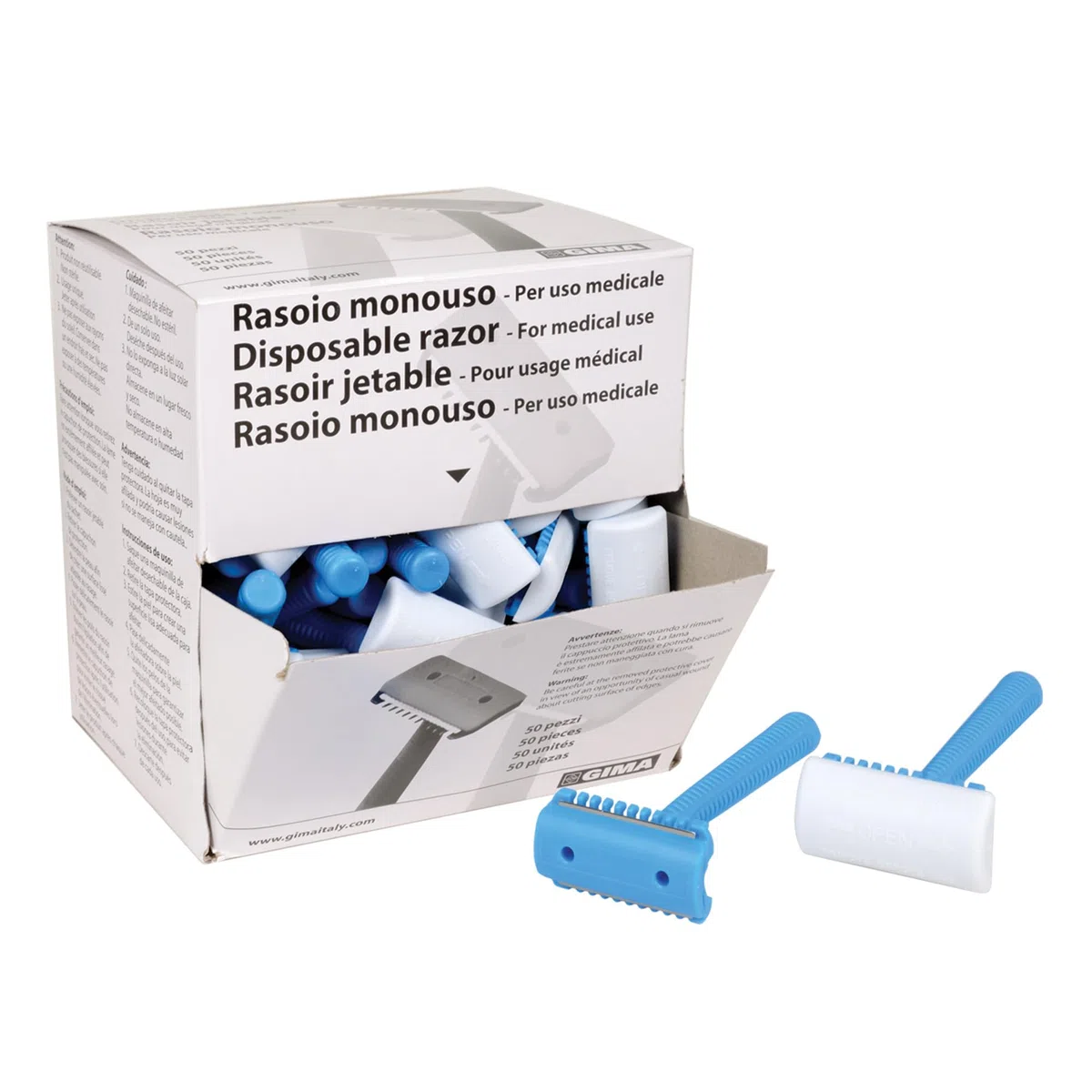 GIMA Afeitadoras quirúrgicas desechables no estériles con cuchilla de acero inoxidable, monolama para tricotomía, paquete de 100 piezas, 27082