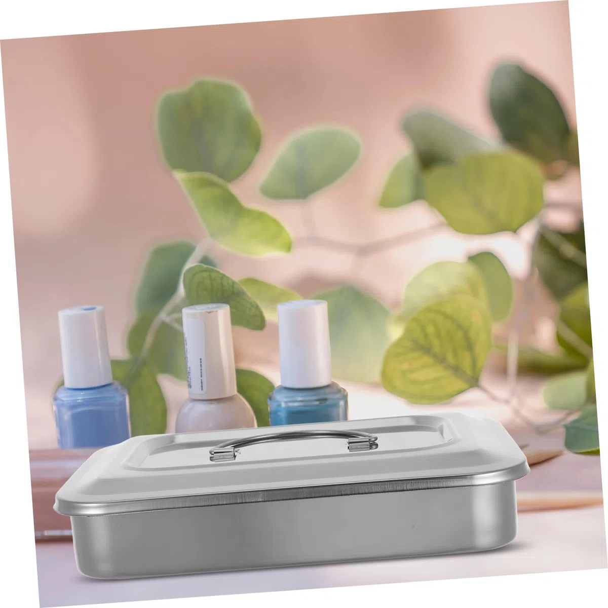 Ipetboom Bandeja De Acero Inoxidable Con Tapa Cuadrada Fácil De Limpiar Y Herramienta Para La Industria De La Belleza