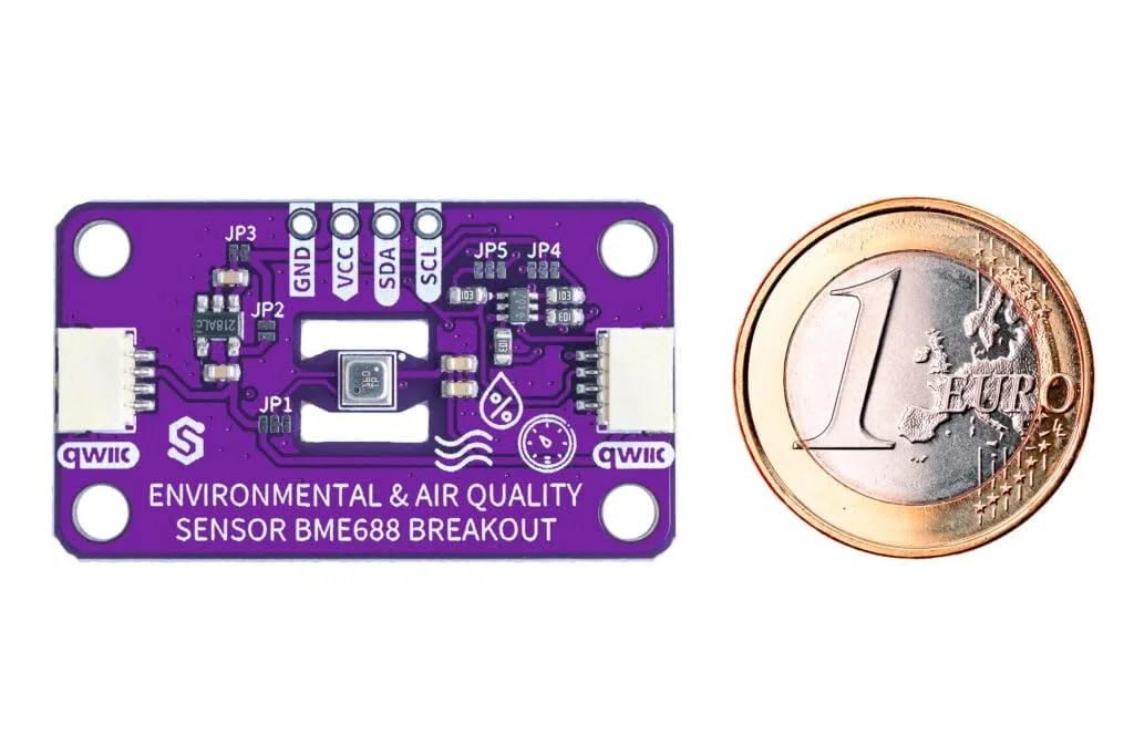 Soldered BME688 - Sensor ambiental Breakout Board | Medición de la calidad del aire (VOCs, VSCs, CO, H₂), temperatura, humedad, presión atmosférica, 3,3 V, fabricado en la UE, 333203