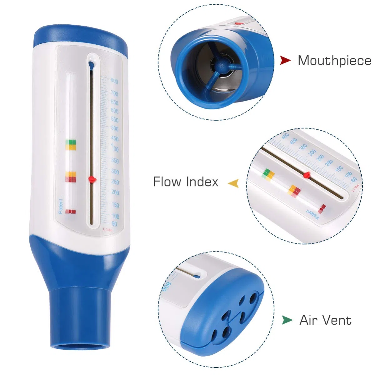 ULTECHNOVO - Medidor de flujo espiratorio de flujo máximo personal Espirometría - Dispositivo de recuperación de función pulmonar para adultos