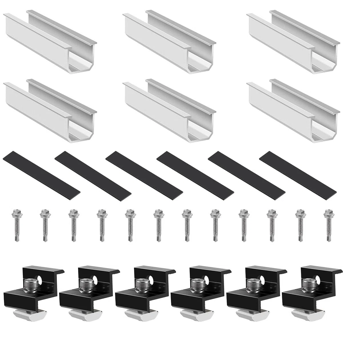 Qury Kit de Soporte de Panel Solar de Aluminio de 30 a 35 mm, Ajustable, 2 módulos fotovoltaicos, RV, Barco, Caravana
