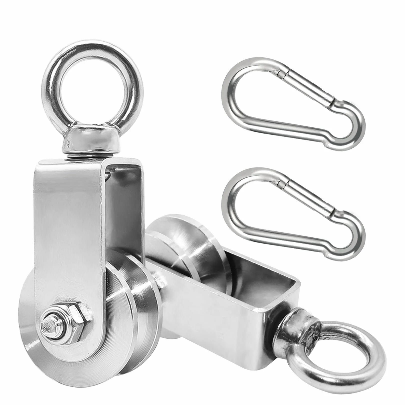 2 Piezas Polea Acero Poleas para Cuerda 16 mm Máximo, Poleas Gimnasio Carga de 500 kg (48mm)