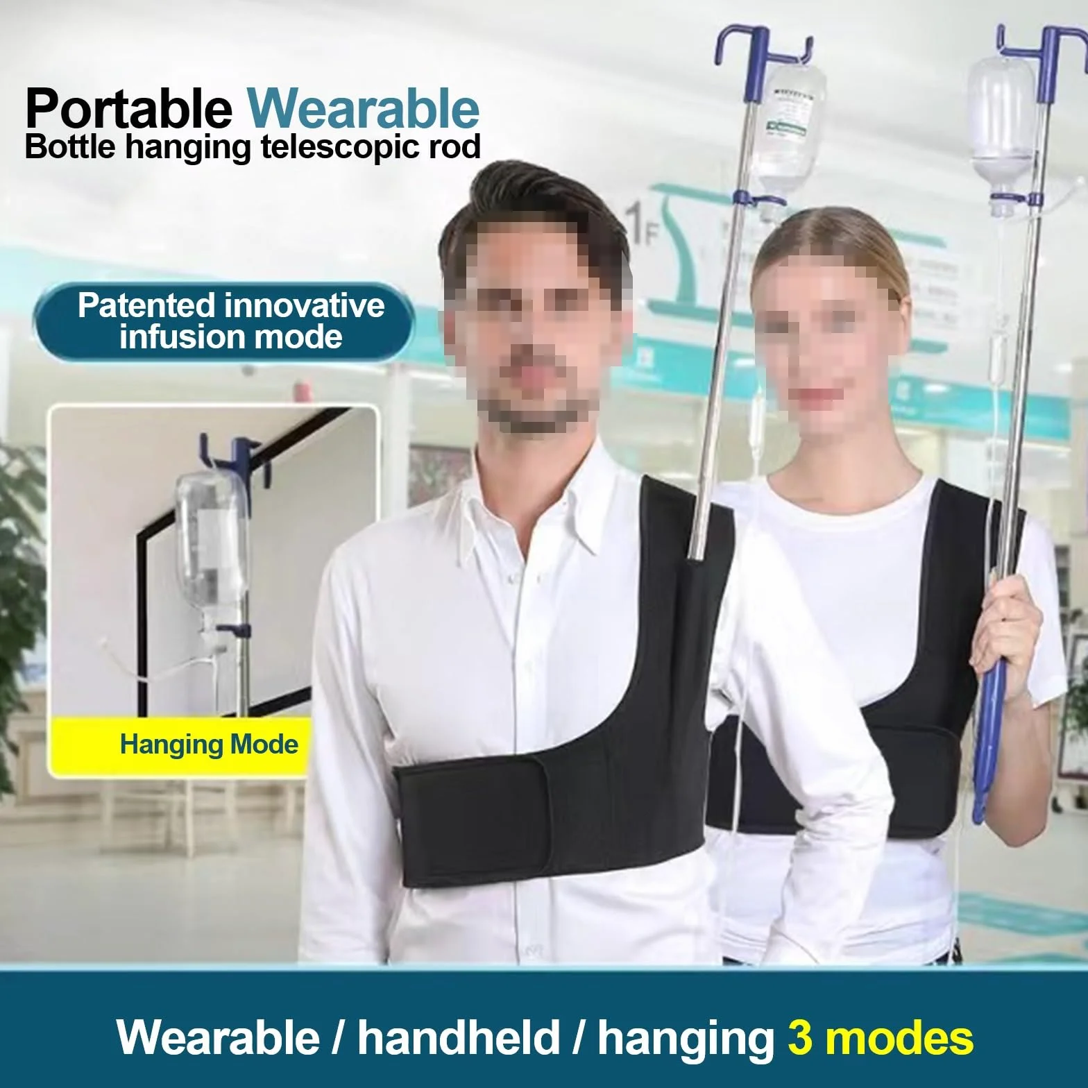 Soporte Portatil Portasueros, Medical IV Pole Soporte, Porta Sueros Ajustables, Soporte para Tubo de Alimentación, para Atención Médica Domiciliaria en Clínicas y Viajes