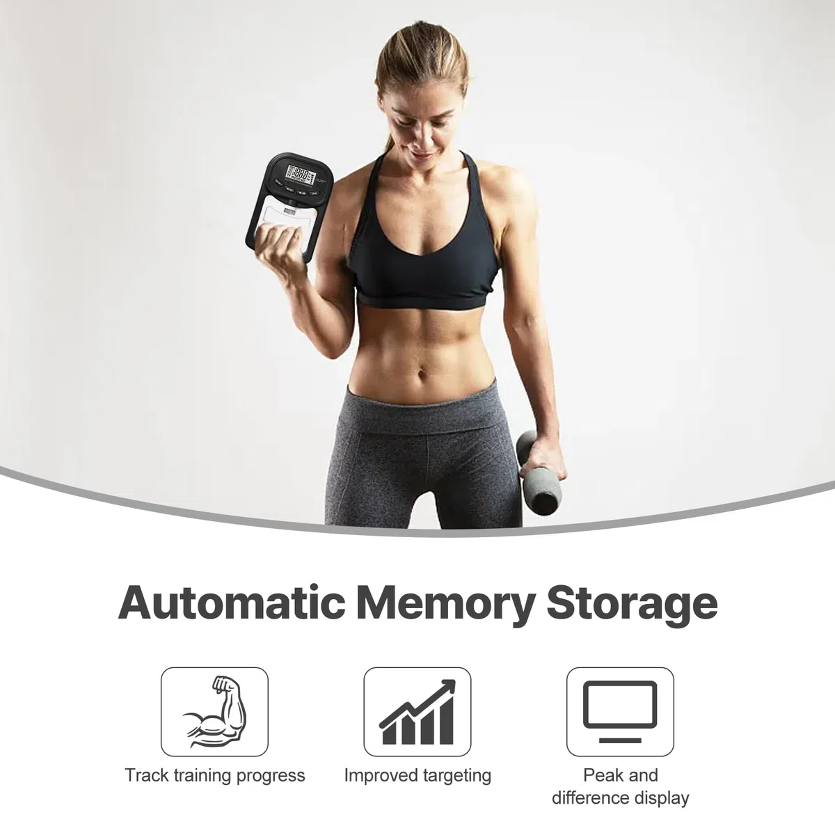 Dinamómetro de Mano Digital 396lb/180Kg, Probador de Fuerza de Agarre Digital con Pantalla LED Grande, Medidor Digital de Mano con Cable USB, Entrenador de Fuerza de Agarre para Adultos, Niños