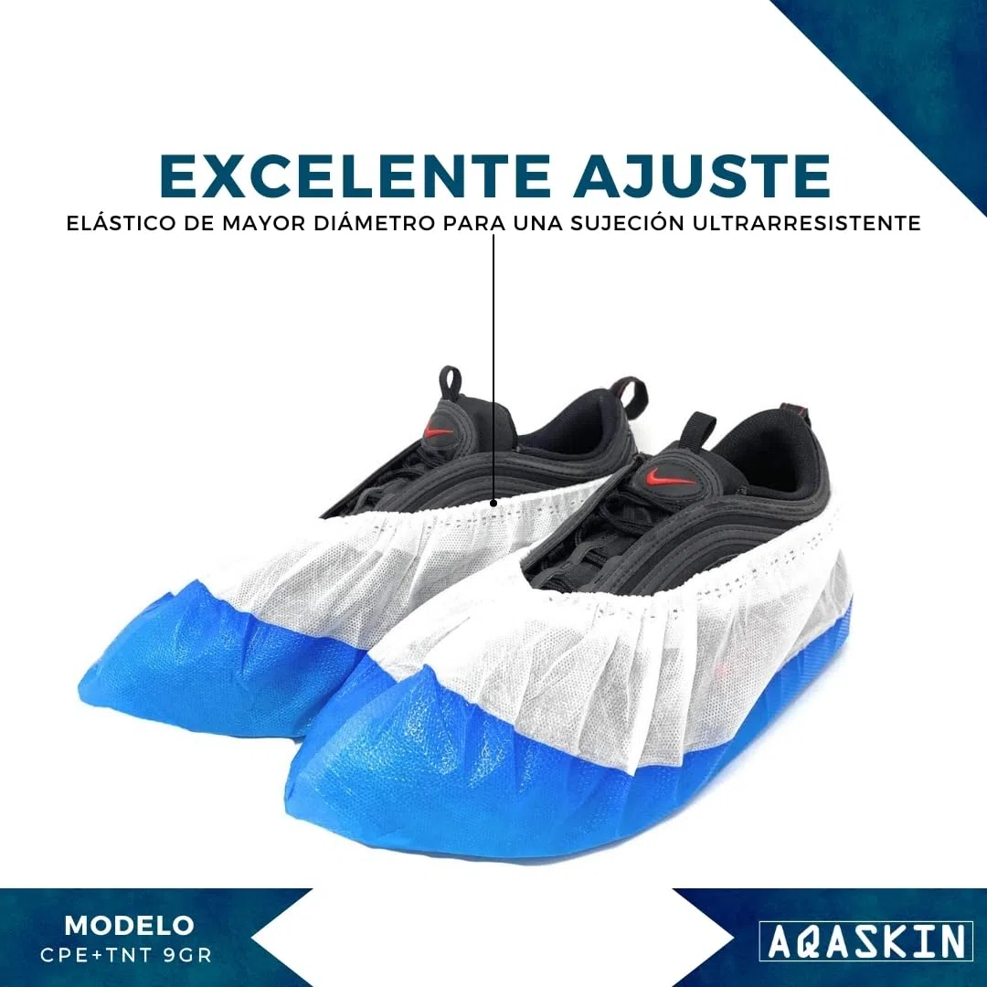Cubrezapatos desechables antideslizantes, impermeables, de alta resistencia, Calzado desechable en CPE + TNT EXTRA RESISTENTE 100 piezas