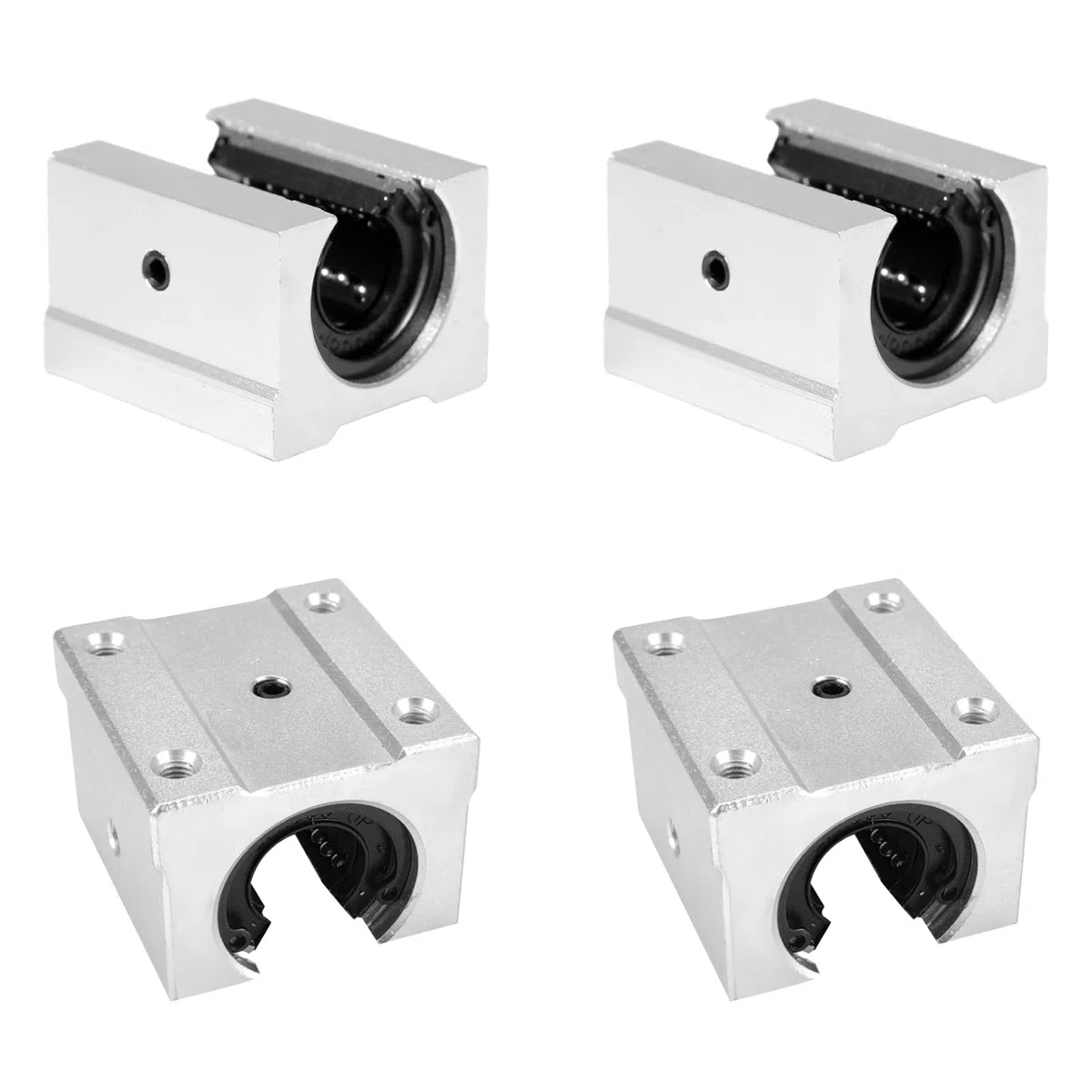 4 Piezas Rodamiento Lineal Bolas 16mm Casquillo Deslizante Abierto Bloqueo Rodamiento Lineal SBR16UU para Guías Lineales, Routers CNC, Impresoras 3D y Fresadoras