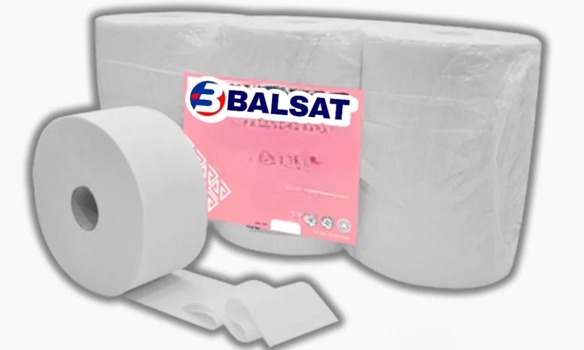 BALSAT | Pack de 1 Dispensador de Papel higiénico Industrial + Paquete de 9 Rollos Papel Higienico Industrial de Regalo
