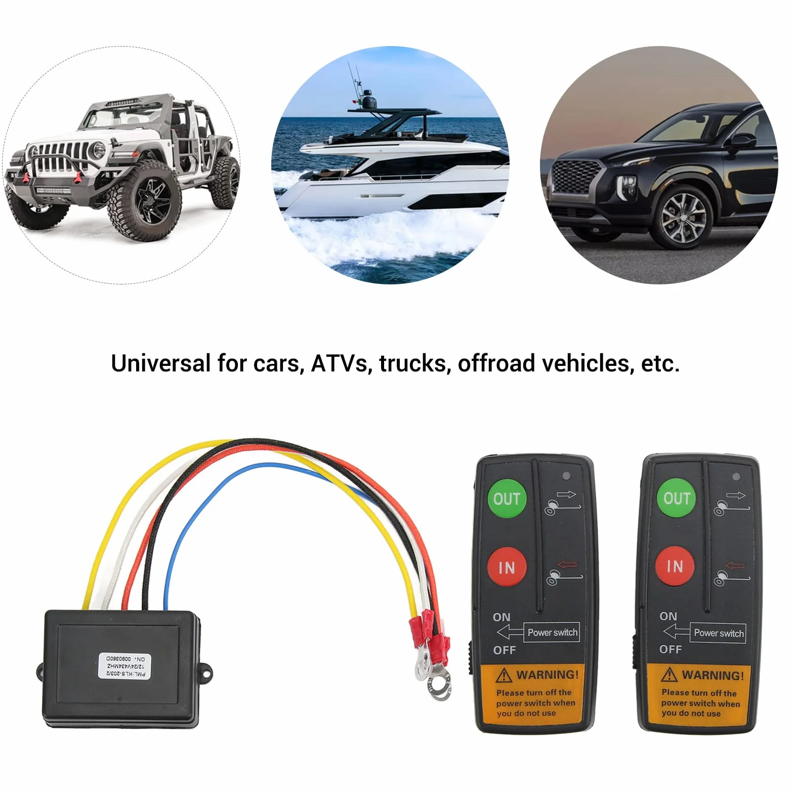 Kit de Control Remoto de Cabrestante Inalámbrico Rango de 75 Pies 12V 24V Alta Sensibilidad Universal para Coche ATV Camión ATV Cabrestante