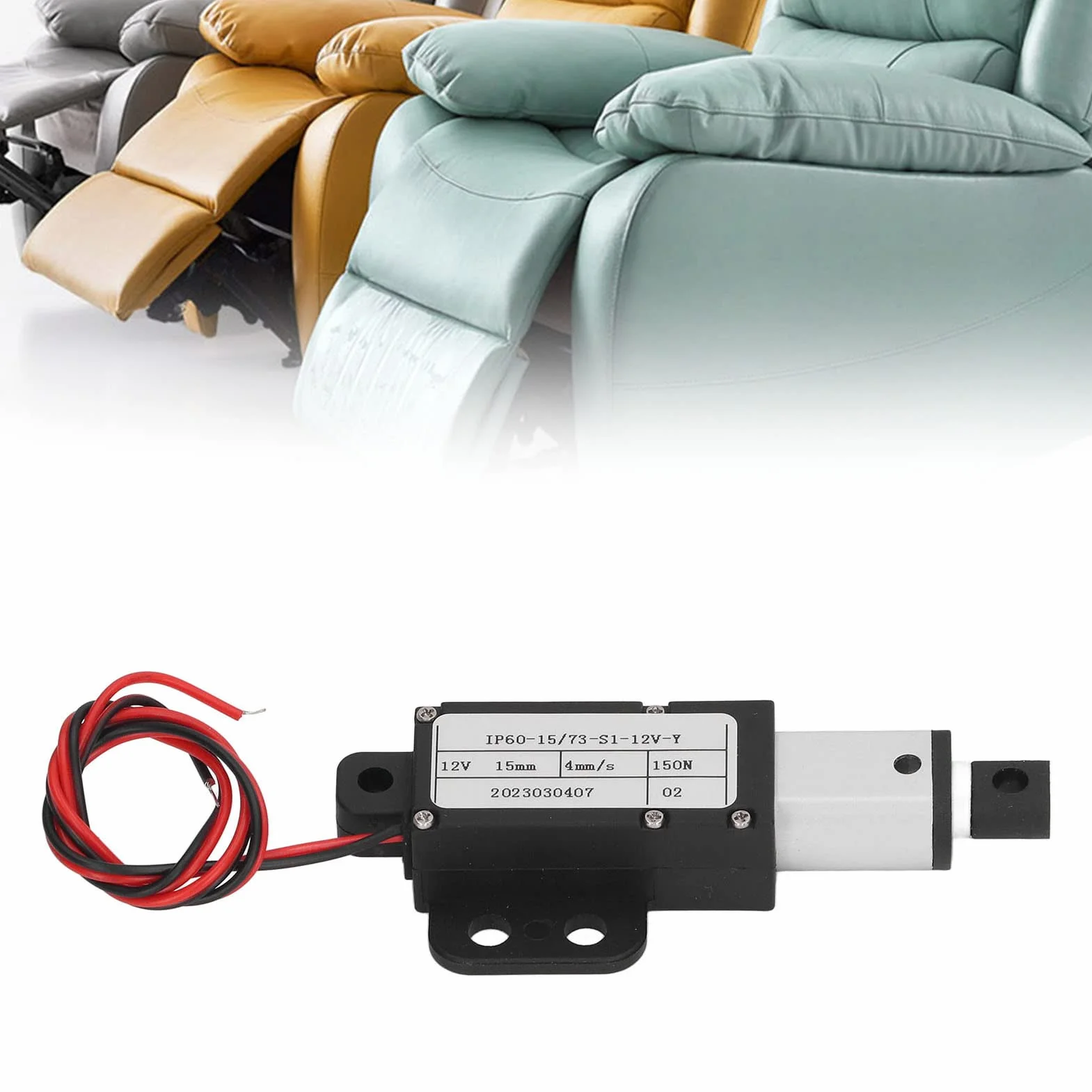 Mini Actuador Lineal Eléctrico 150N, Actuador de Micromovimiento de Carrera de 15mm Actuador Lineal de Aleación de Aluminio 12V para Maquinaria Agrícola (Con soporte)