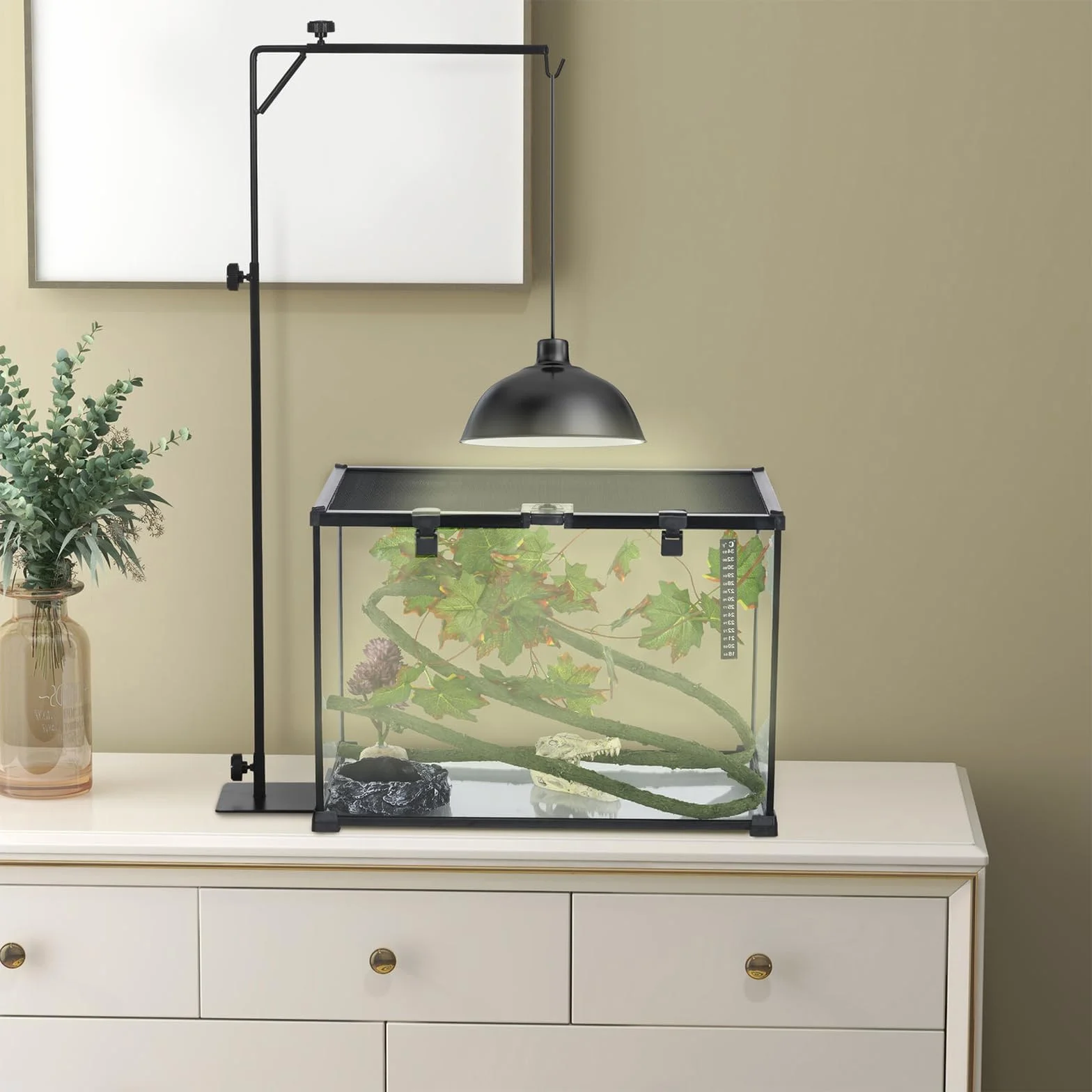 Soporte De Lámpara Reptil, Soporte De Lámpara De Calor Ajustable, Altura Ajustable 50-94 cm Ancho 25-45cm, Soporte De Lámpara De Luz De Aterrizaje, para Reptiles, Tortugas, Ciempiés, Araña