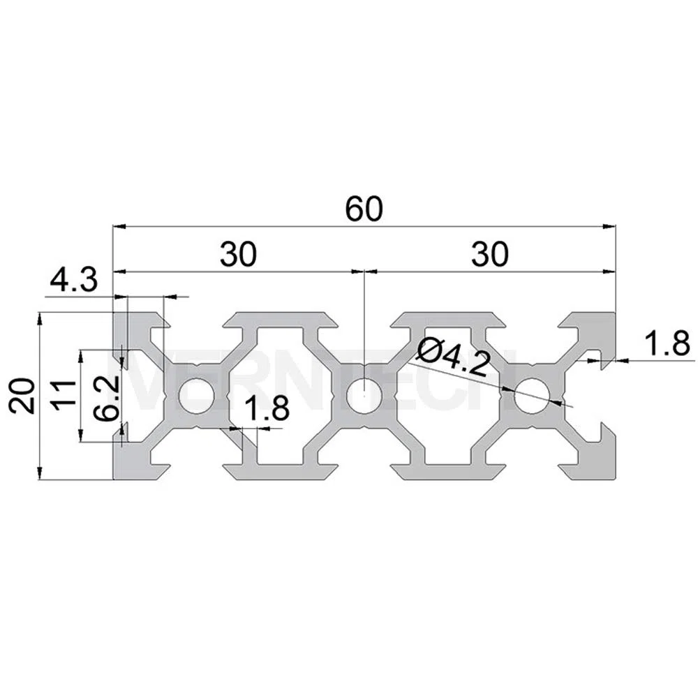Iverntech 1PC 700mm 2060V Tipo Norma Europea Perfil de Aluminio Anodizado Negro Extrusión Riel Lineal para Impresora 3D y Máquina de Grabado Láser CNC DIY
