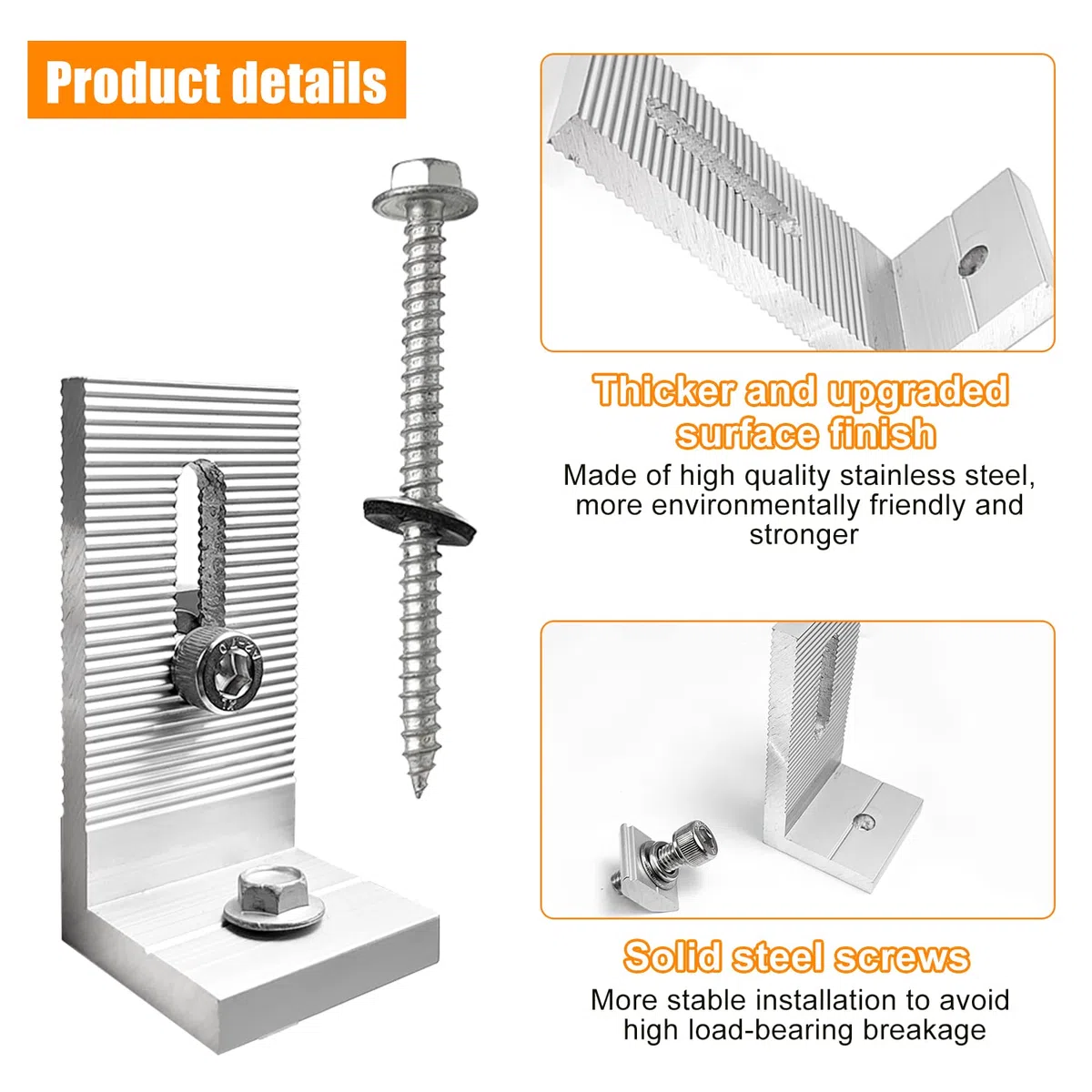 10 Piezas Juego Soporte Placas Solares, Aluminio Soportes de Montaje de Paneles Solares en Forma de L, con Tornillos, para Sistemas Solares en el Techo, Soportes Fotovoltaicos