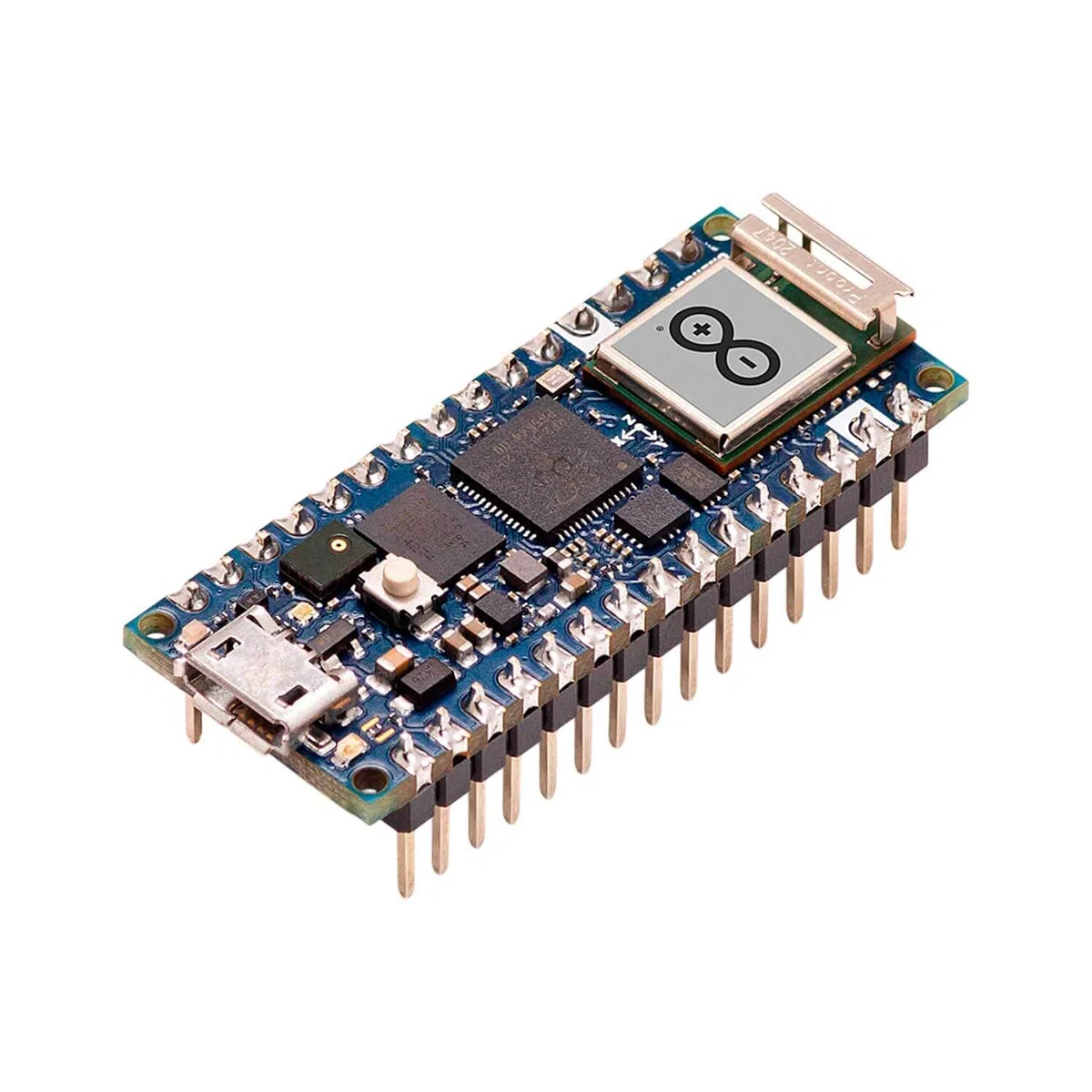Arduino Nano RP2040 Connect with Headers [ABX00053] Microcontrolador de Doble núcleo con Wi-Fi, Bluetooth 5.0, sensores 3D y Conectores de Pines completos para proyectos de IoT y Edge Computing