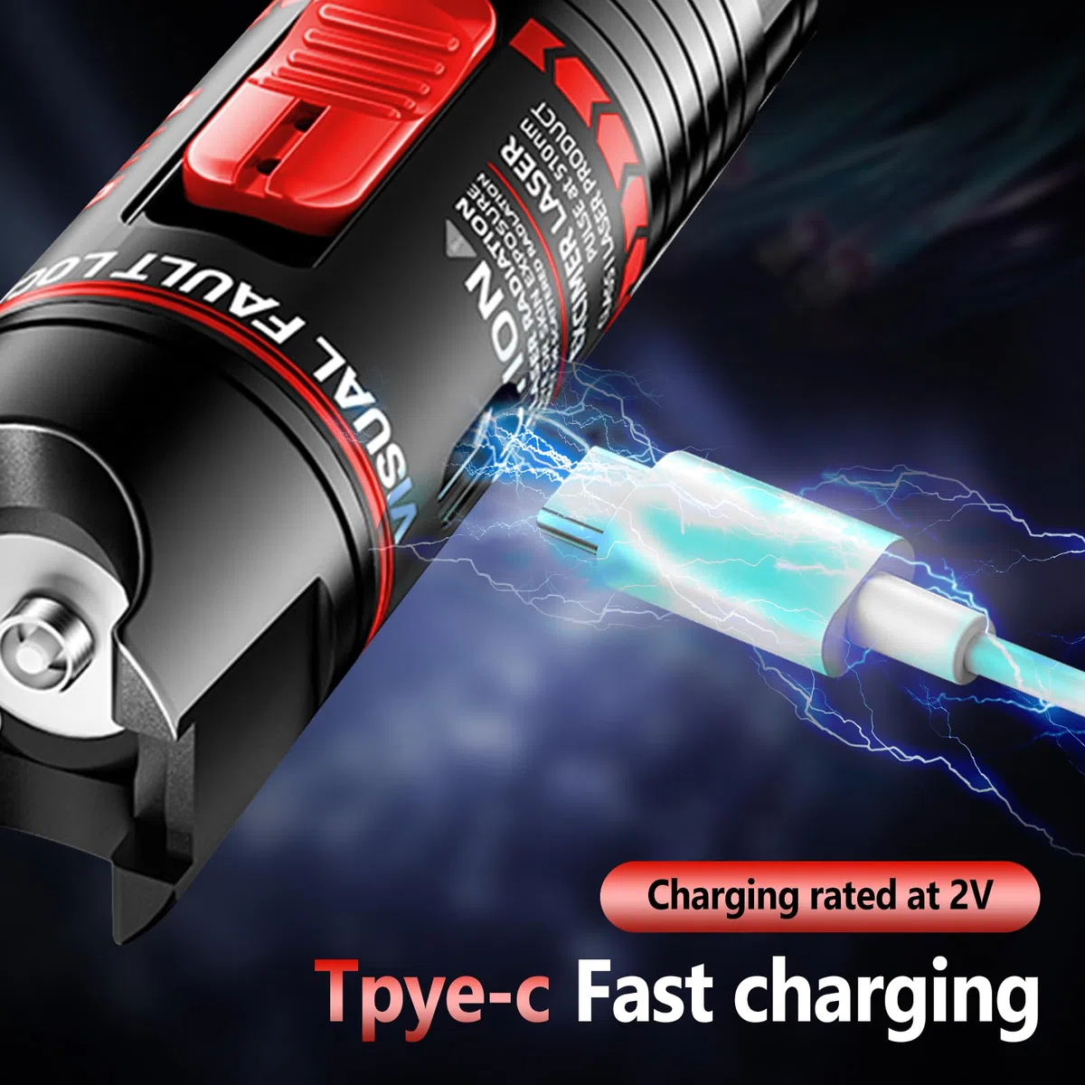 Detector de fallos de 100 km, medidor de cable de fibra óptica recargable con adaptador FC macho a LC hembra de 2,5 mm, 650 nm de fibra óptica, prueba de fuentes luminosas para comunicación óptica y