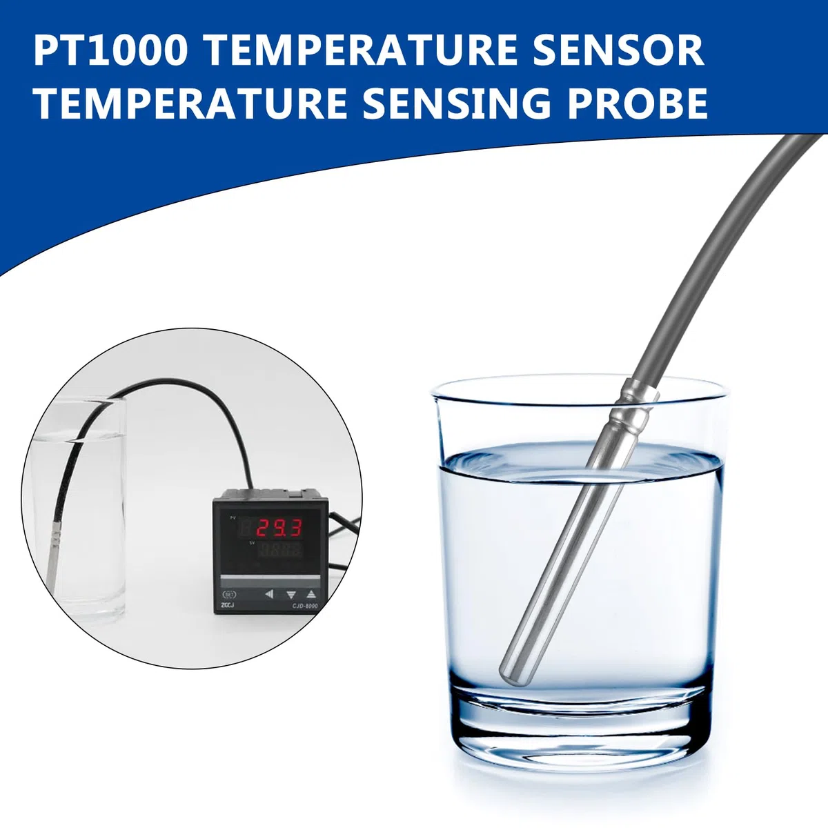 Vegena 3 Piezas Sensores De Temperatura, Pt1000 Sensor De Temperatura Digital Sonda De Tubo De Acero Inoxidable Con Cable De Línea De Pvc Para Monitoreo De Temperatura