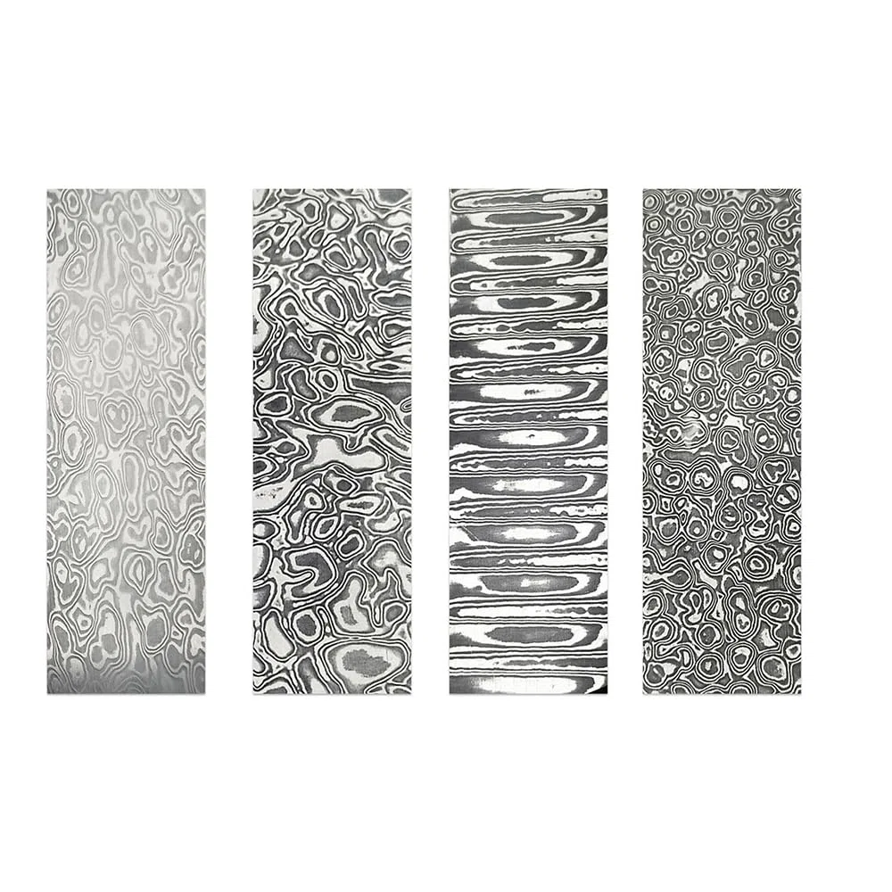 Damasco Steel Billet apagado Cadtor estampado suavizado que fabrica barra de embrión de forjado Materiales de forjado enrollado para cortador de hogar Material multipropósito de (2)