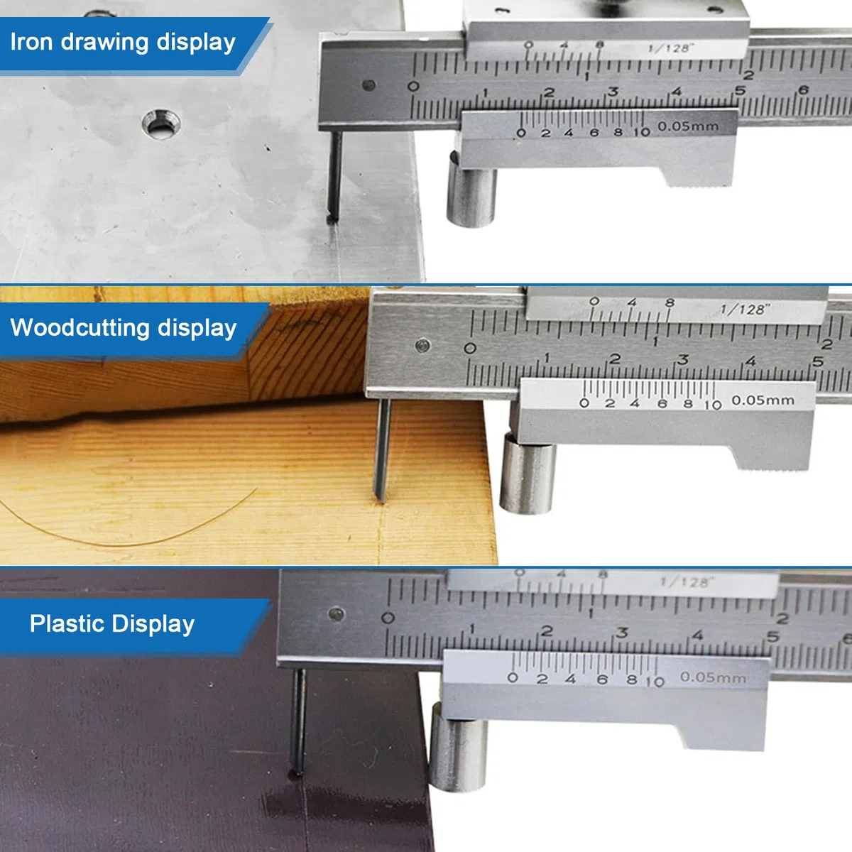 Pie de Rey 0-20CM calibrador Madera gramil caliper calibre vernier Calibre de precisión para Uso Profesional, Industrial, Bricolaje Doméstico