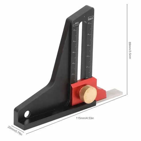 Medidor de Altura de Aleación de Aluminio, Rango de Medición de 0 a 50mm, Herramientas de Carpintería, Regla de Ajuste para Máquina Cortadora de Mesa de Sierra