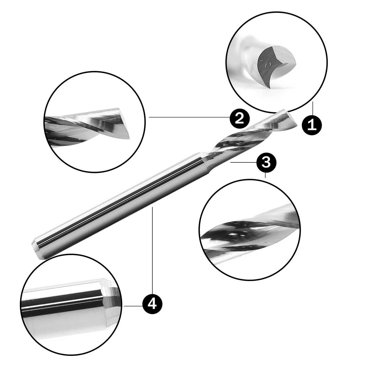 EU_HOZLY - Cortadores de fresado de aluminio para herramientas CNC (5 unidades, 3,175 x 12 mm)