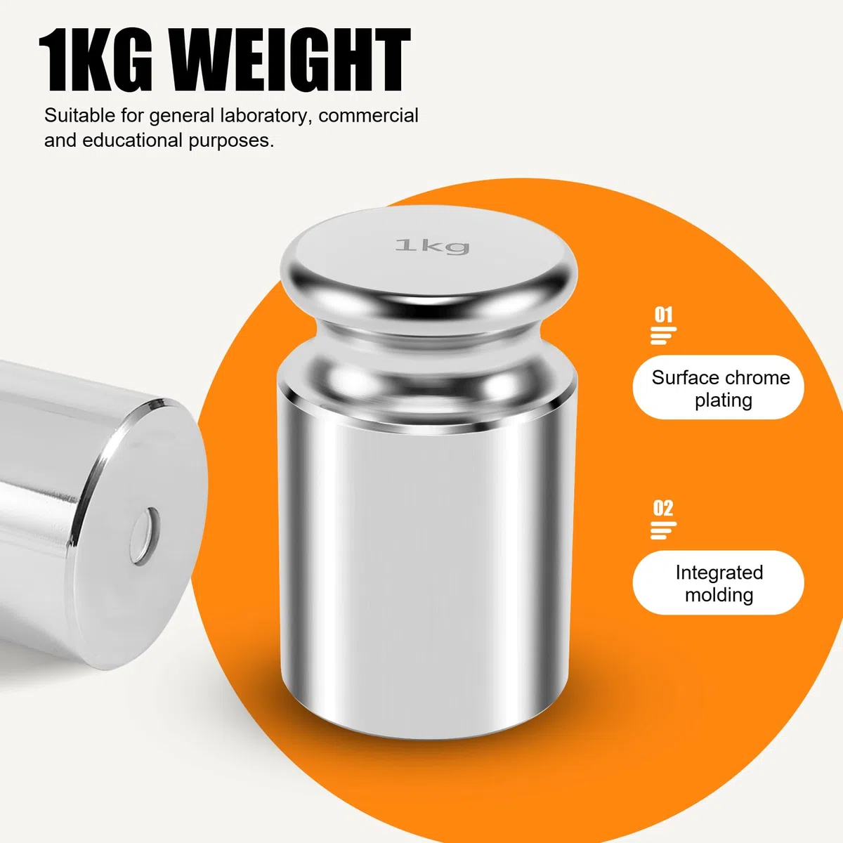 Peso de CalibracióN para BáScula Digital, Acero al Carbono, Acabado Cromado, 1000G (1KG WGT)
