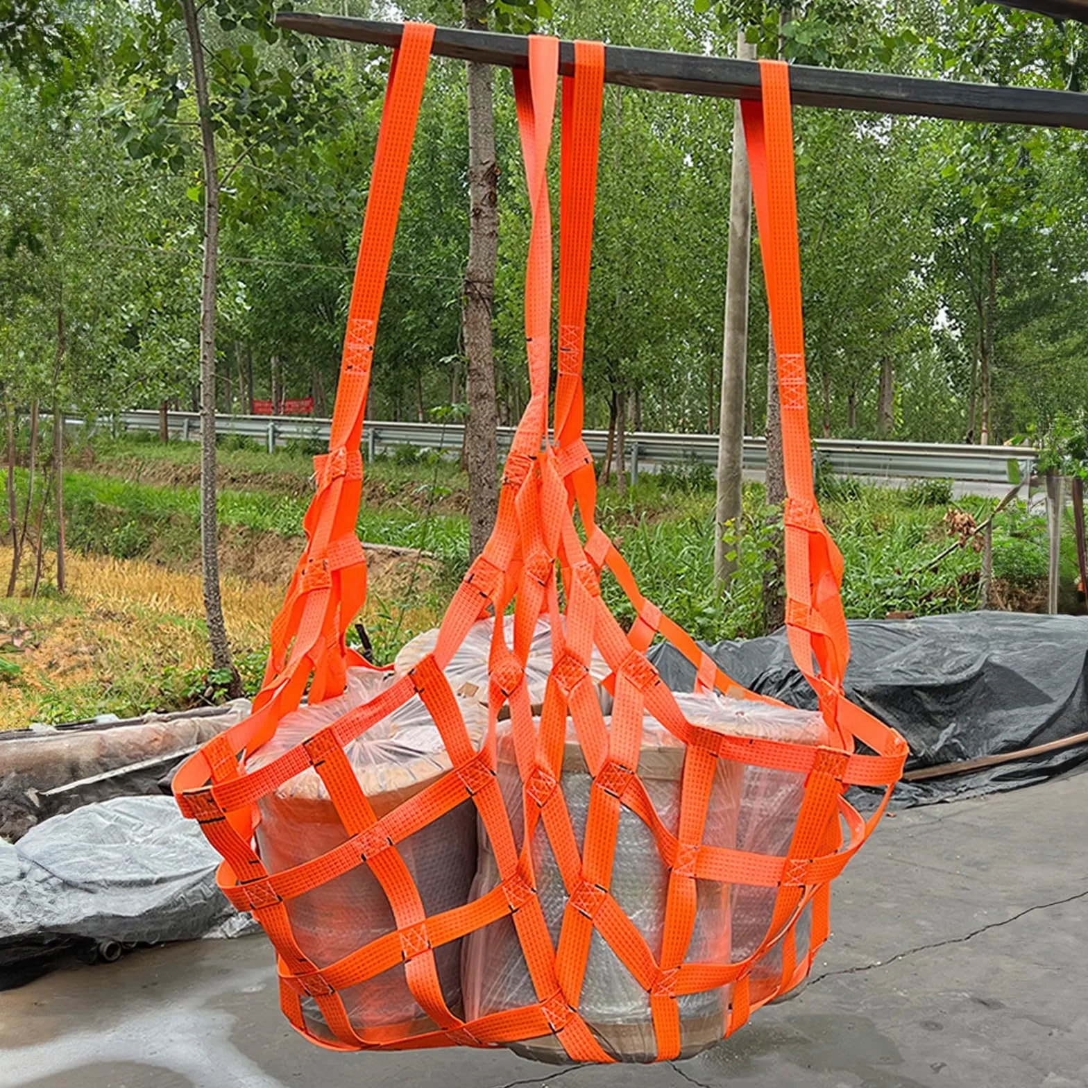 Red de Elevación de Carga 1x1m con 300kg Capacidad - Malla de Poliéster Resistente para Transporte y Seguridad Industrial con 4 Correas de 1m - Ideal para Almacenes, Talleres y Construcción