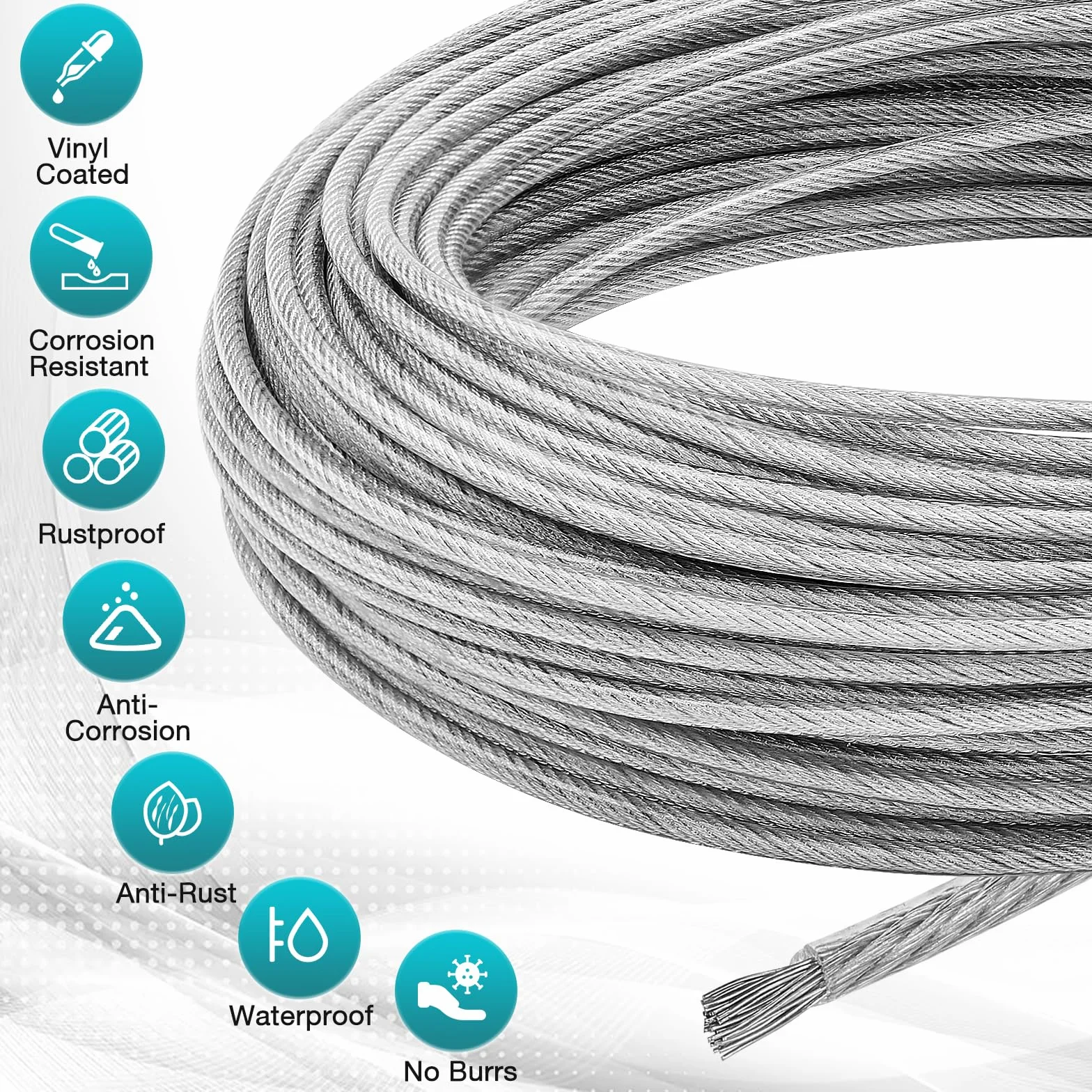 3mm Cable de Acero Inoxidable, 35m/3mm PVC Recubierto de Alambre de Jardín con Tensores de Alambre de Tensores Kit para Plantas Trepadoras, Valla, Cuadro, Asegurando la Sombra